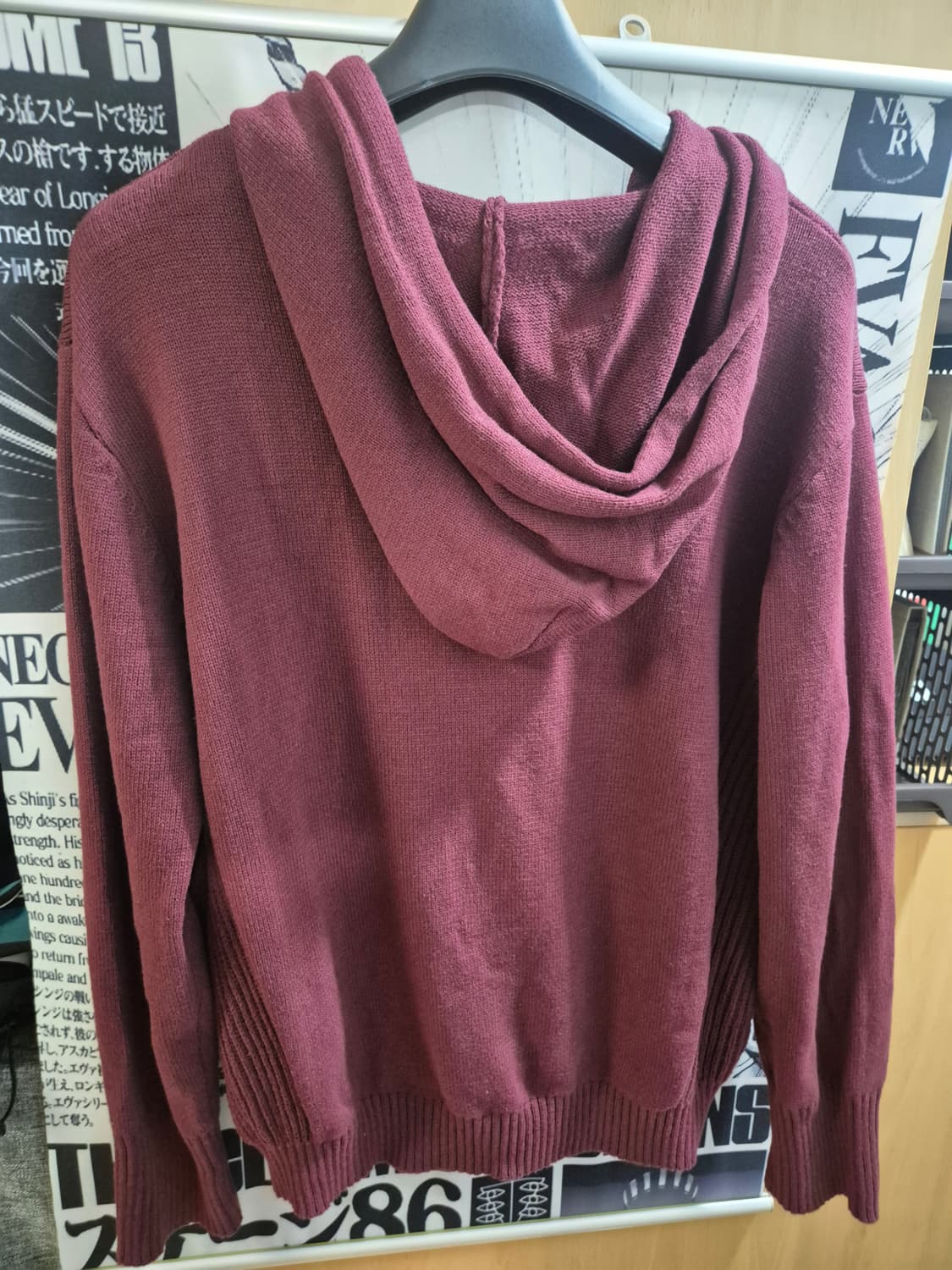 [엑스톤즈] 모노 니트 후드 집업 (BURGUNDY) 상품이미지4