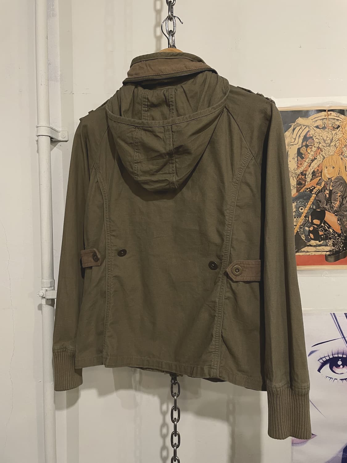 back number 브라운 포켓 후드 자켓 y2k 밀리터리 상품이미지5