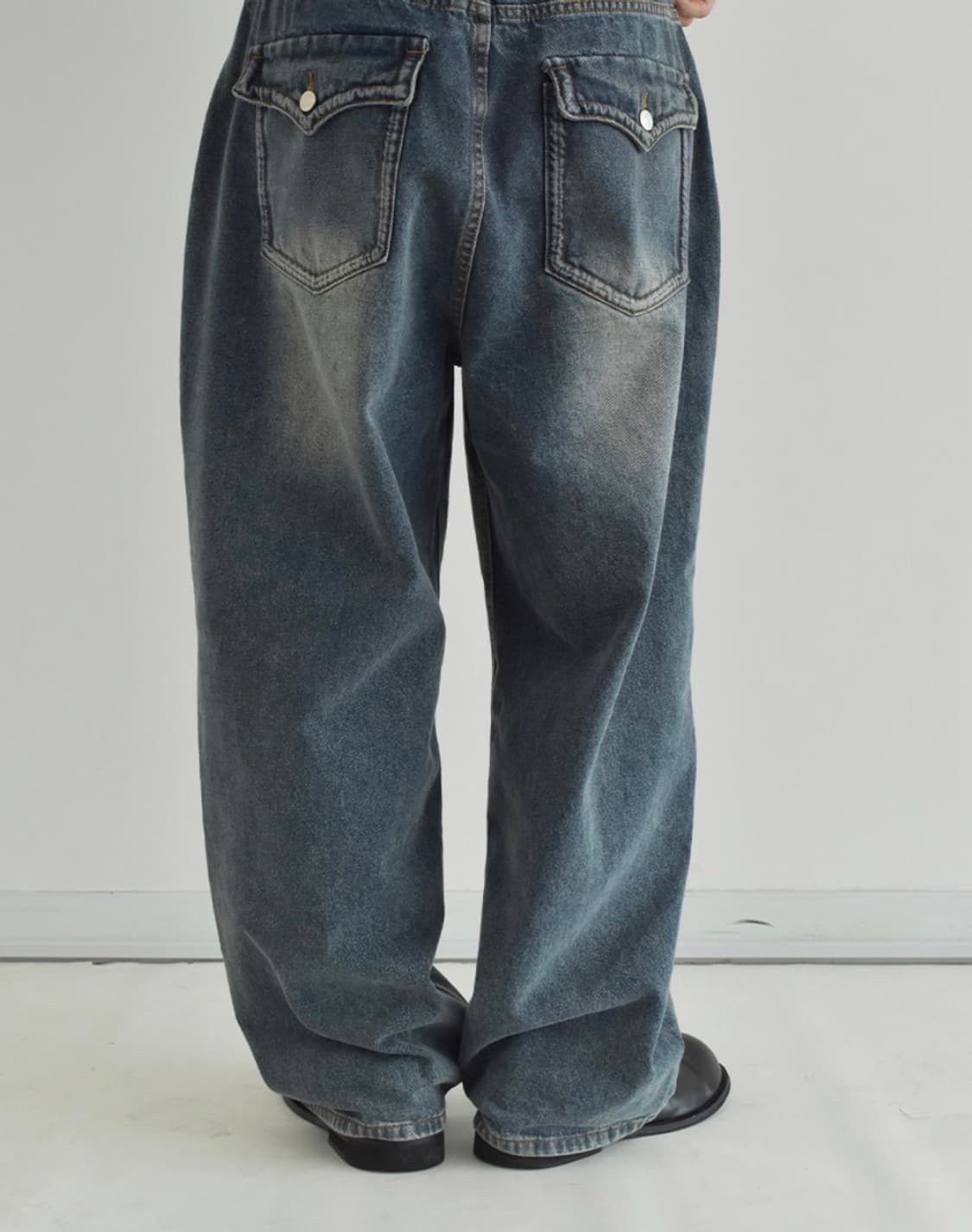 포에르미 Melle 와이드 스트링 데님 M 블랙  상품이미지4