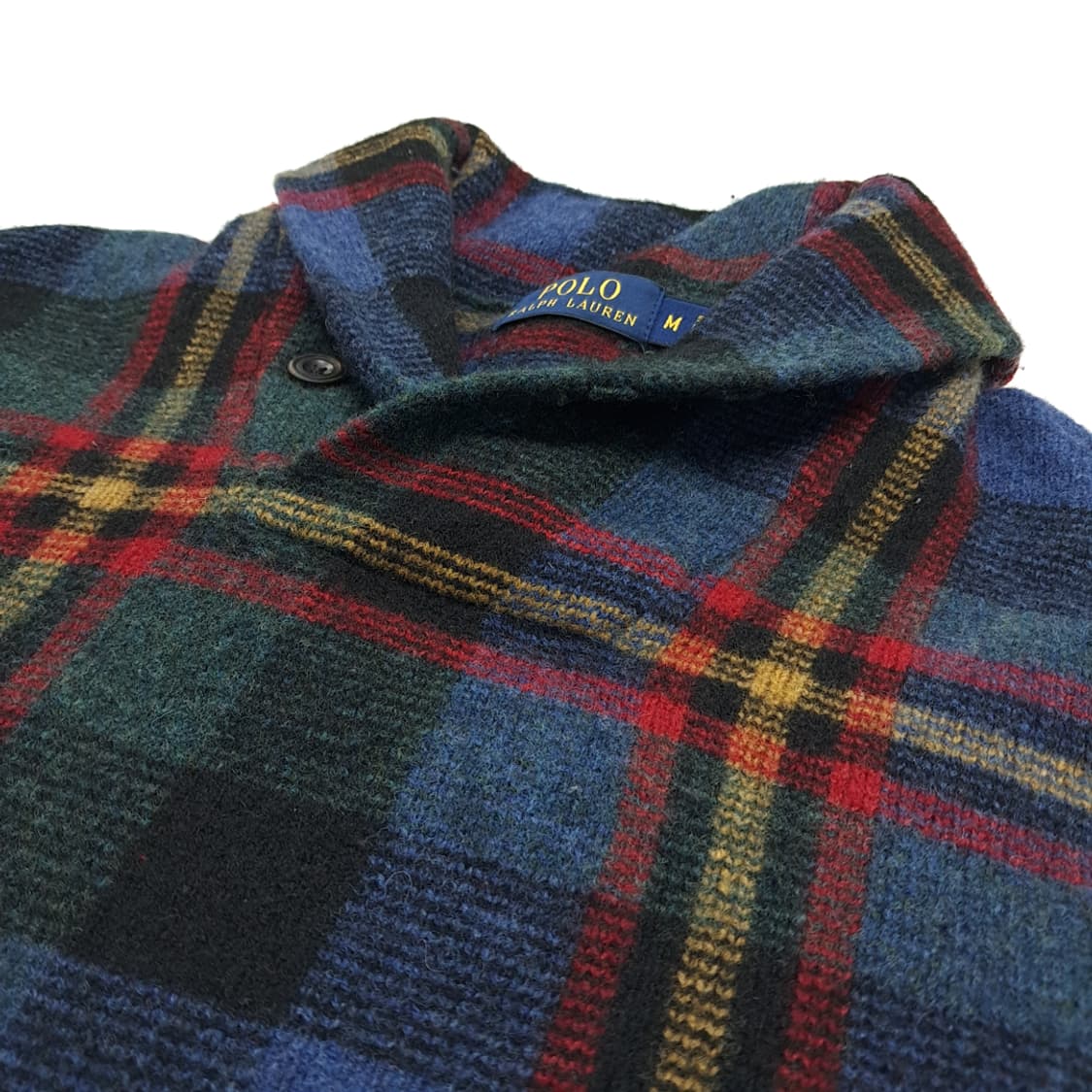 CN980 M 폴로 랄프로렌 타탄 램스울 숄카라 엘보패치 니트 스웨터 상품이미지4