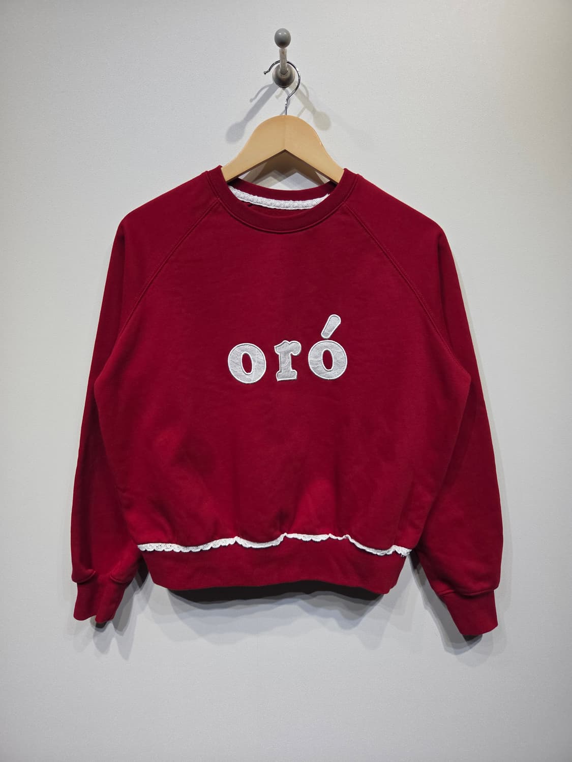 ORO(오로) 레터링 레이스 포인트 맨투맨 상품이미지2