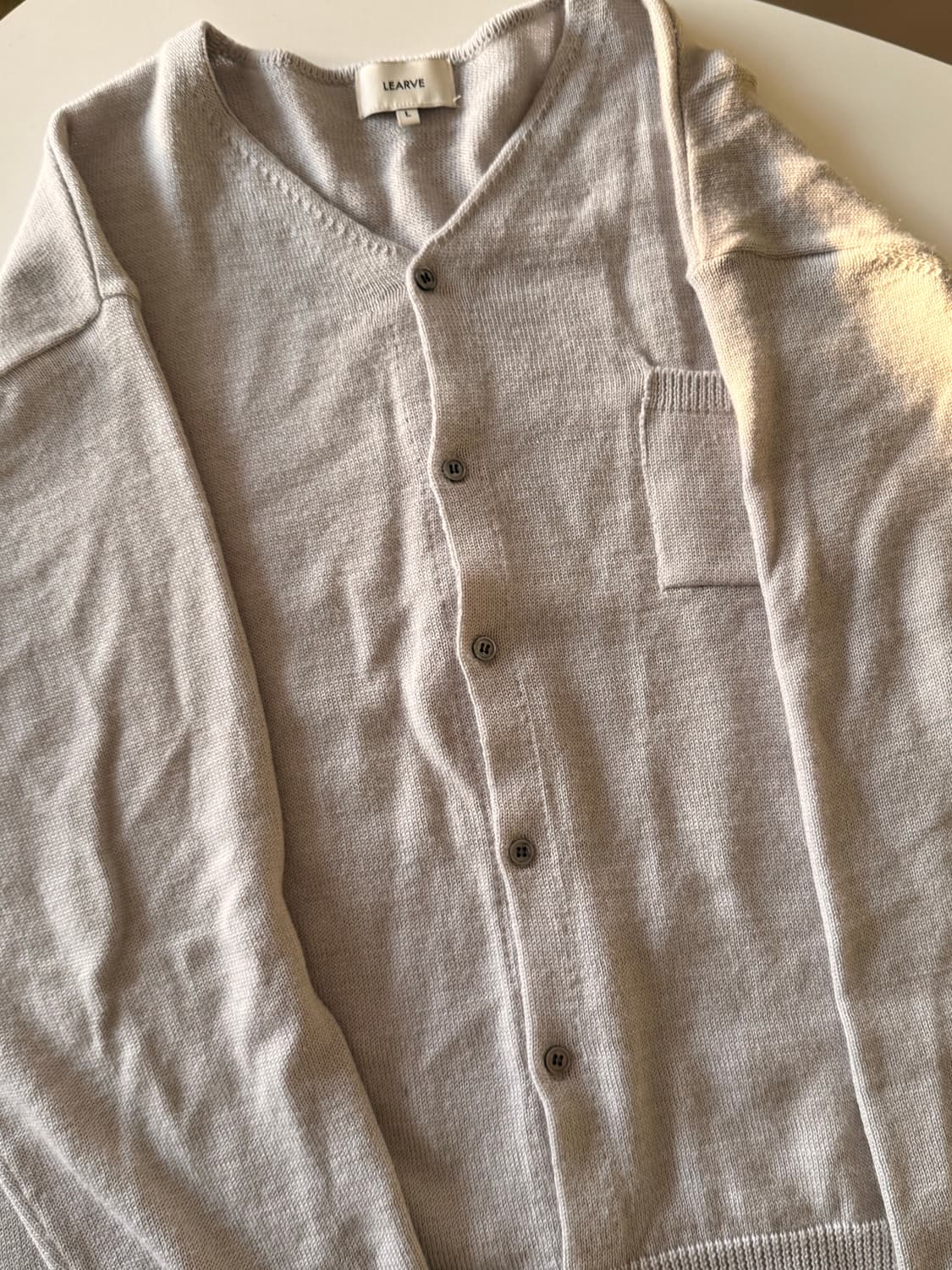 르아브 베일 브이넥 가디건 라이트그레이 상품이미지2