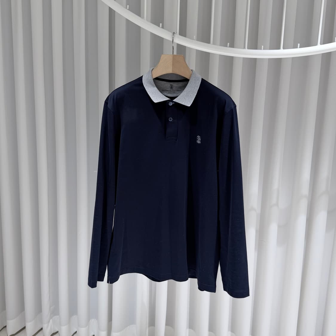 (A+/XL) / 브루넬로 쿠치넬리 로고 폴로 긴팔 셔츠 네이비 상품이미지2