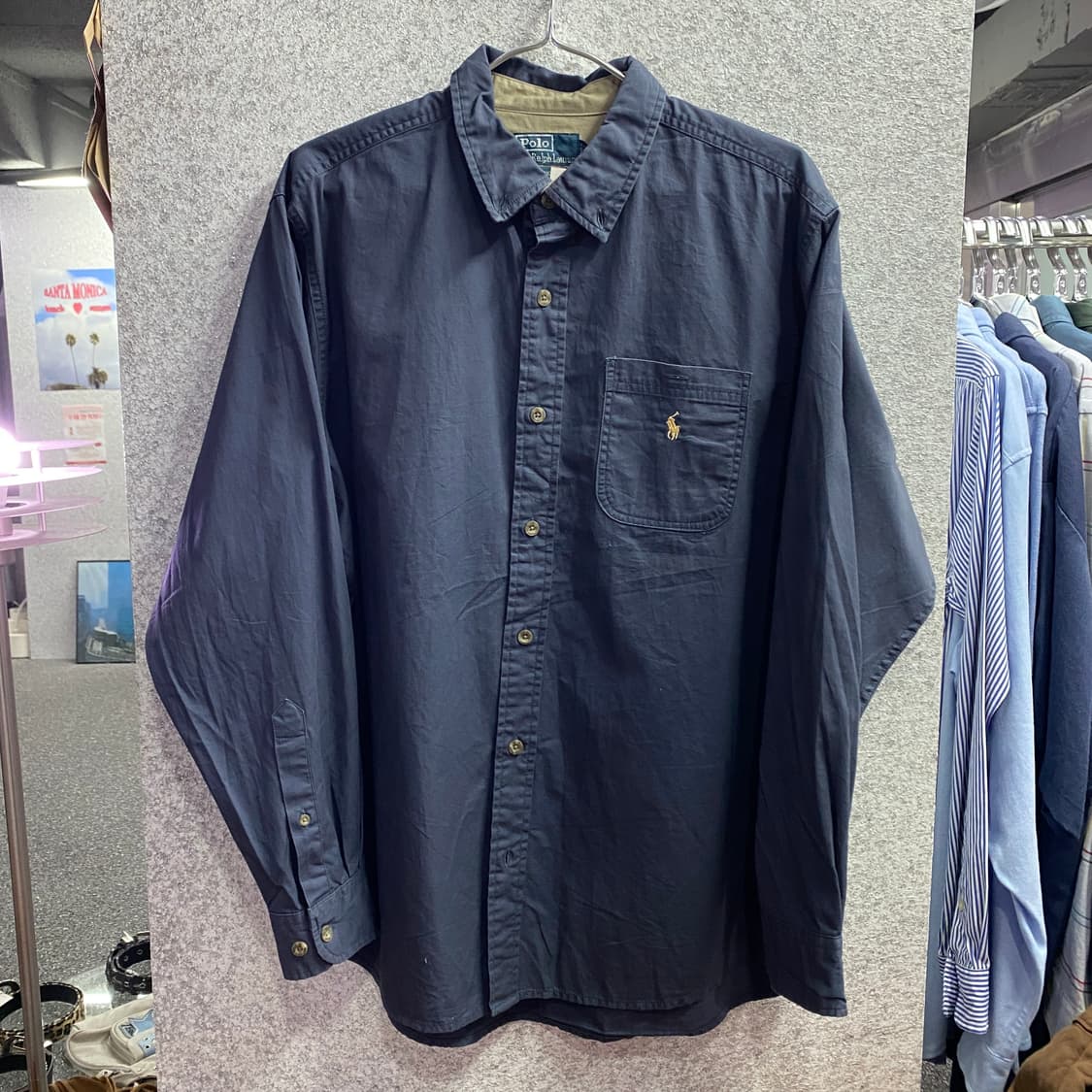 폴로 클래식핏 자수로고 딥네이비 셔츠 B3945 상품이미지2