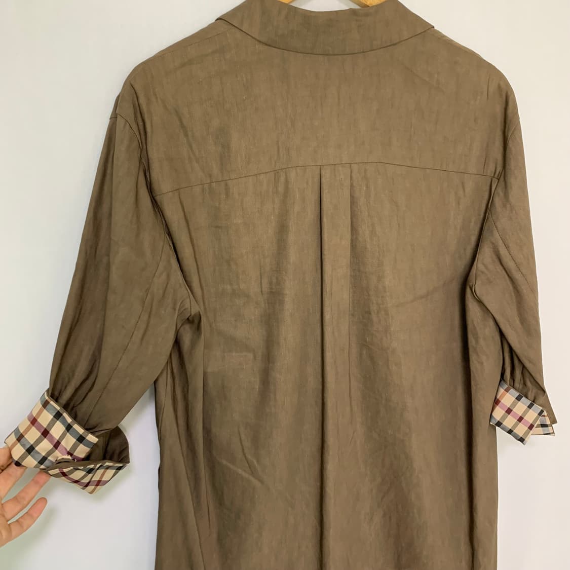 닥스 빈티지 체크 안감 하프 린넨 코트 7부 여름 여성 자켓 상품이미지7