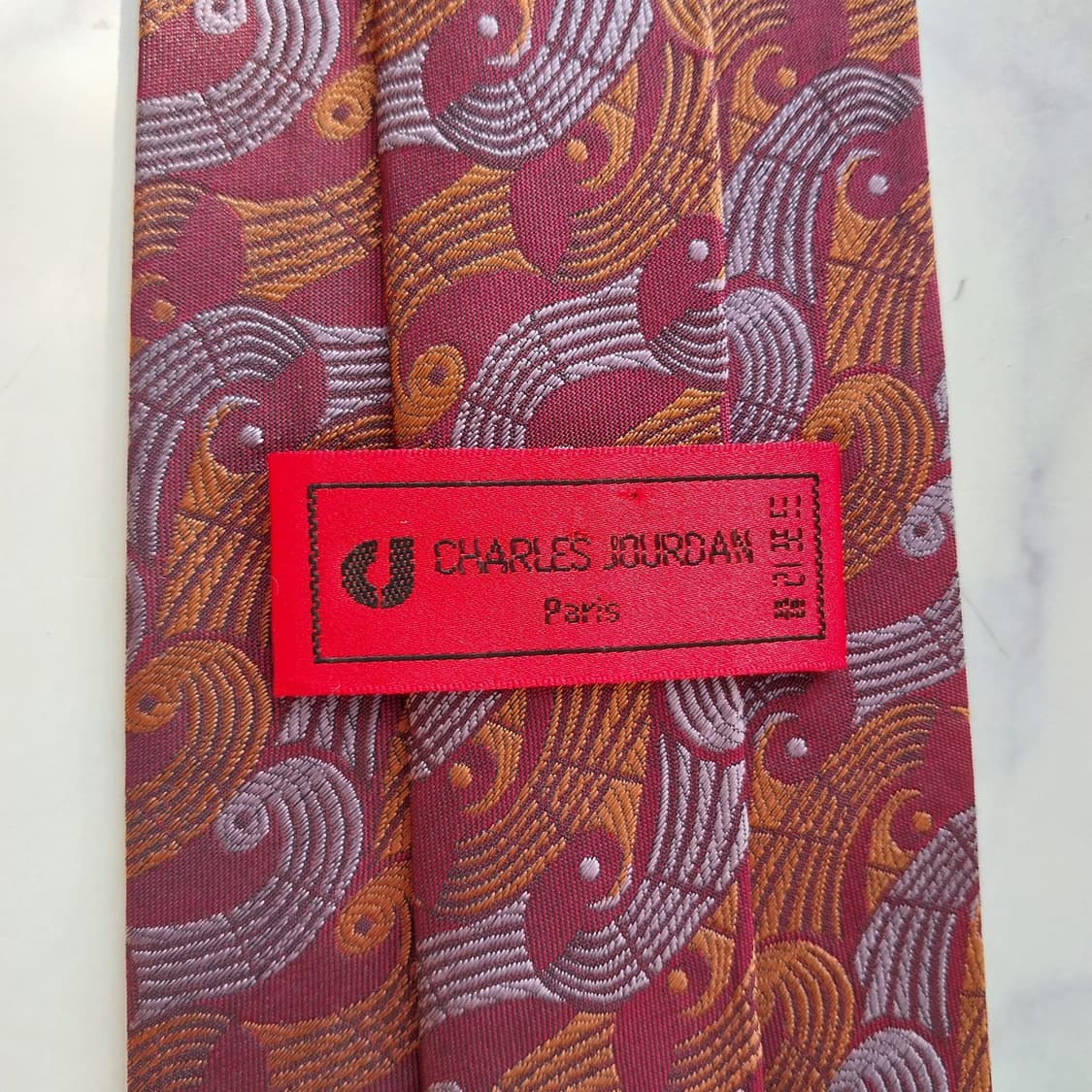 샤를주르당 실크 와인 패턴 넥타이 9.5cm A~B등급 K2372
 상품이미지8