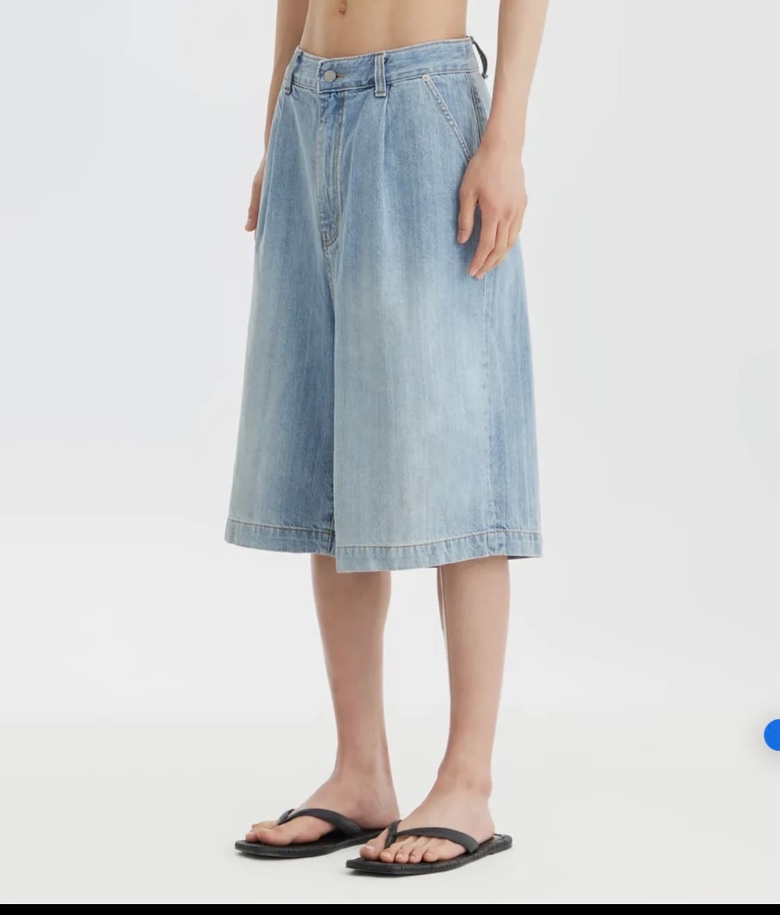 유스 와이드 하프 데님 L 상품이미지2