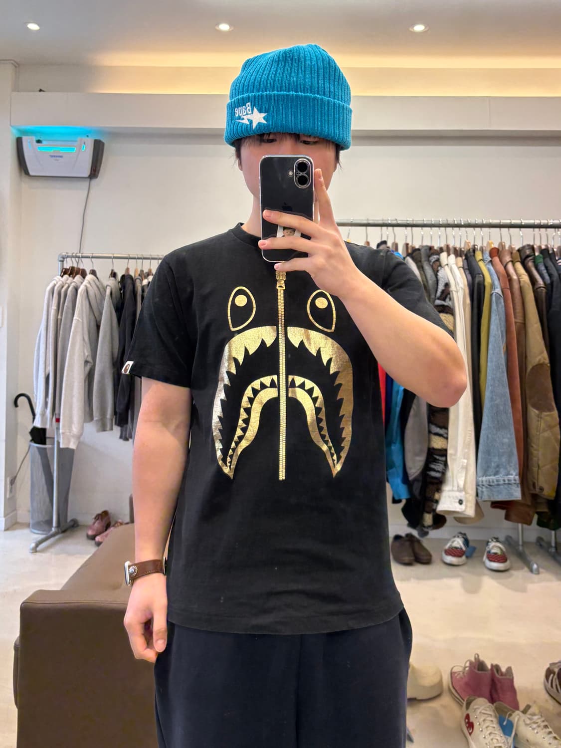 베이프 골드 샤크 프린팅 반팔 티셔츠 상품이미지7