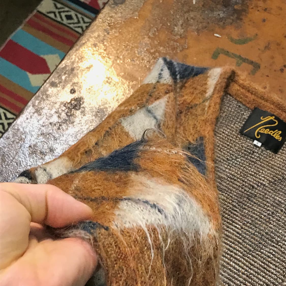 니들즈 아가일 패턴 모헤어 울 가디건 남성 102 105 여성 루즈핏 상품이미지6