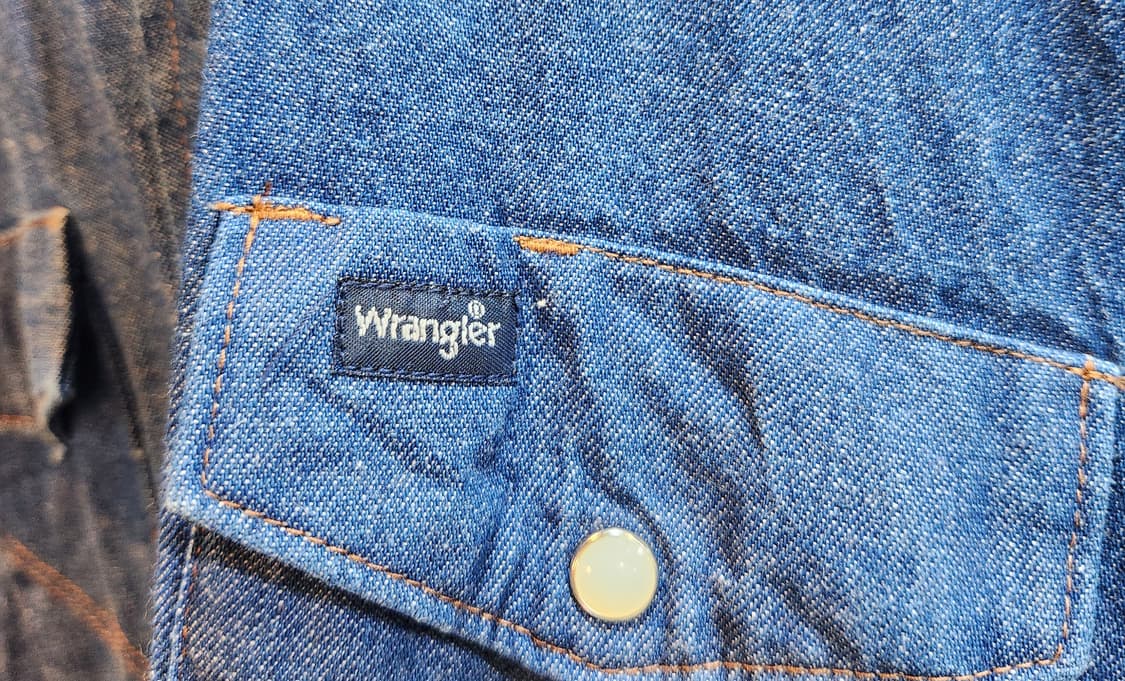 80-90s 랭글러 데님 카라 빈티지 반팔 셔츠 상품이미지6