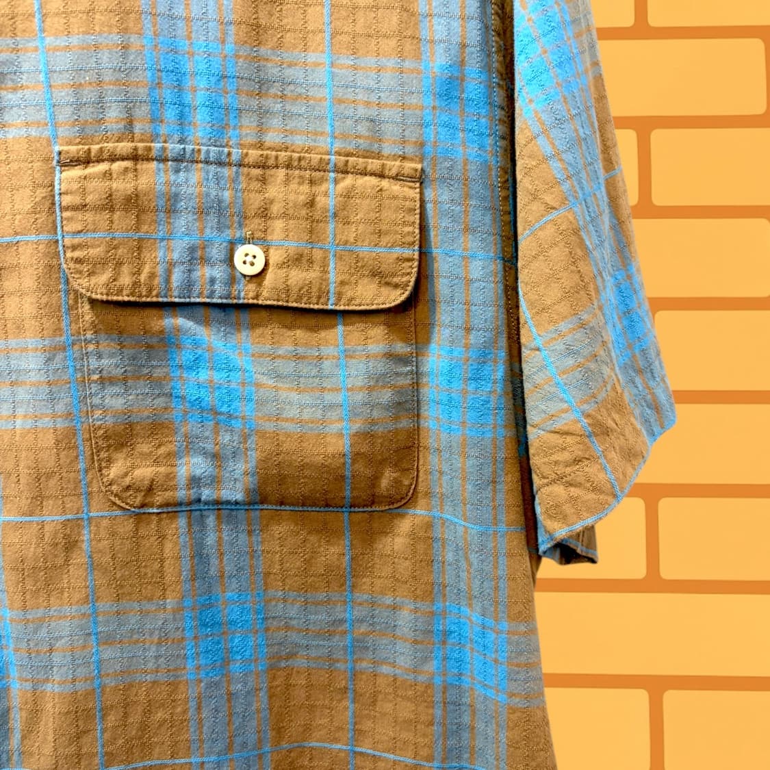 카키스 섀도우 체크 반팔 워크 셔츠 (XL) 상품이미지4