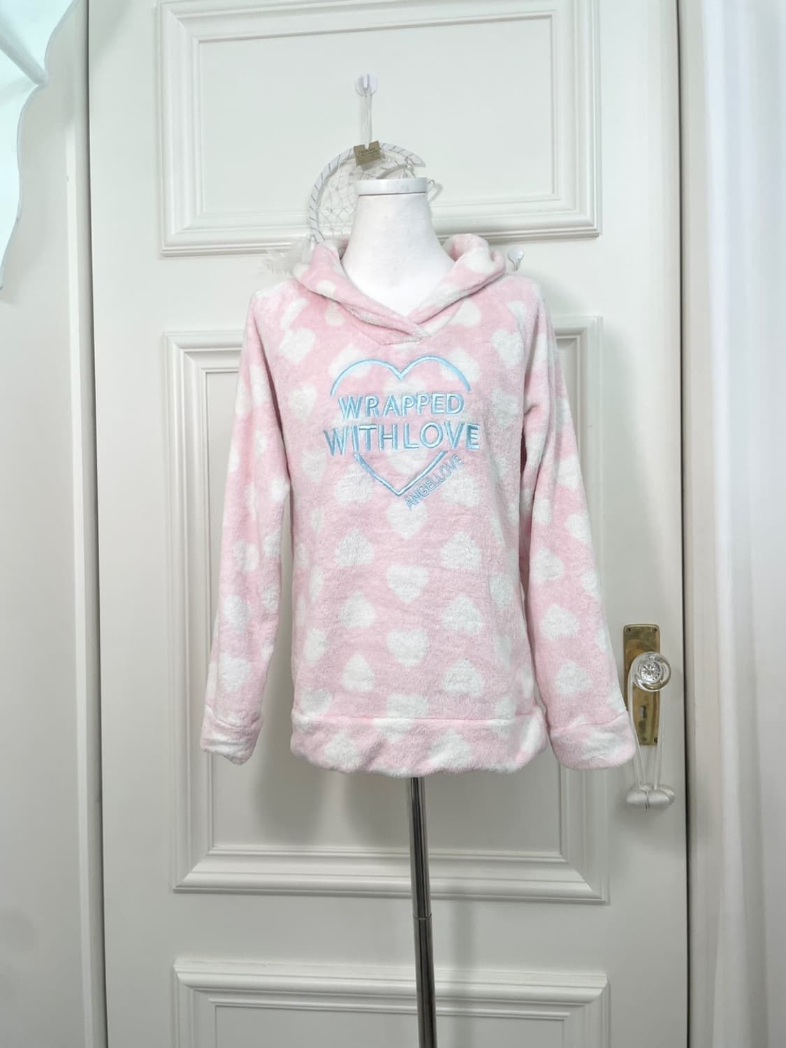 pink white heart  pattern cute homewear 상품이미지1