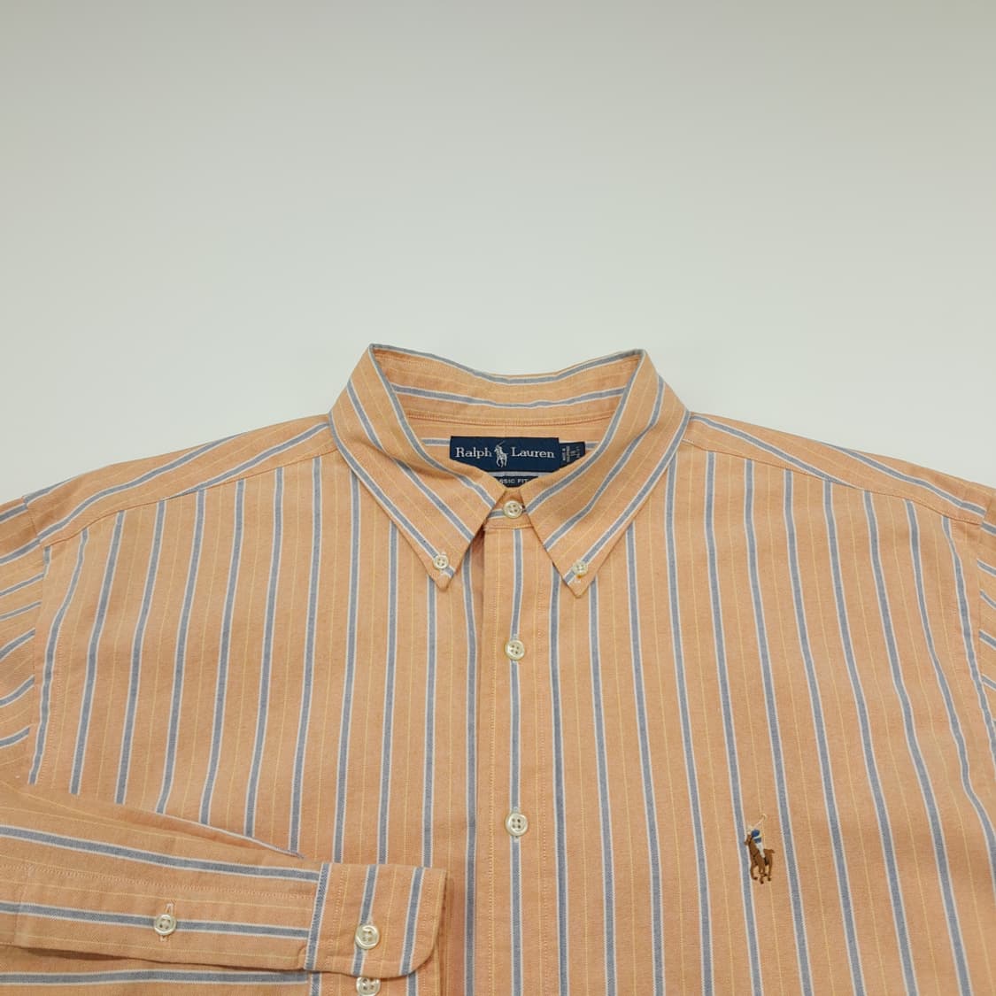 CN863 2XL 폴로 랄프로렌 오렌지 스트라이프 긴팔 셔츠 남방 상품이미지3