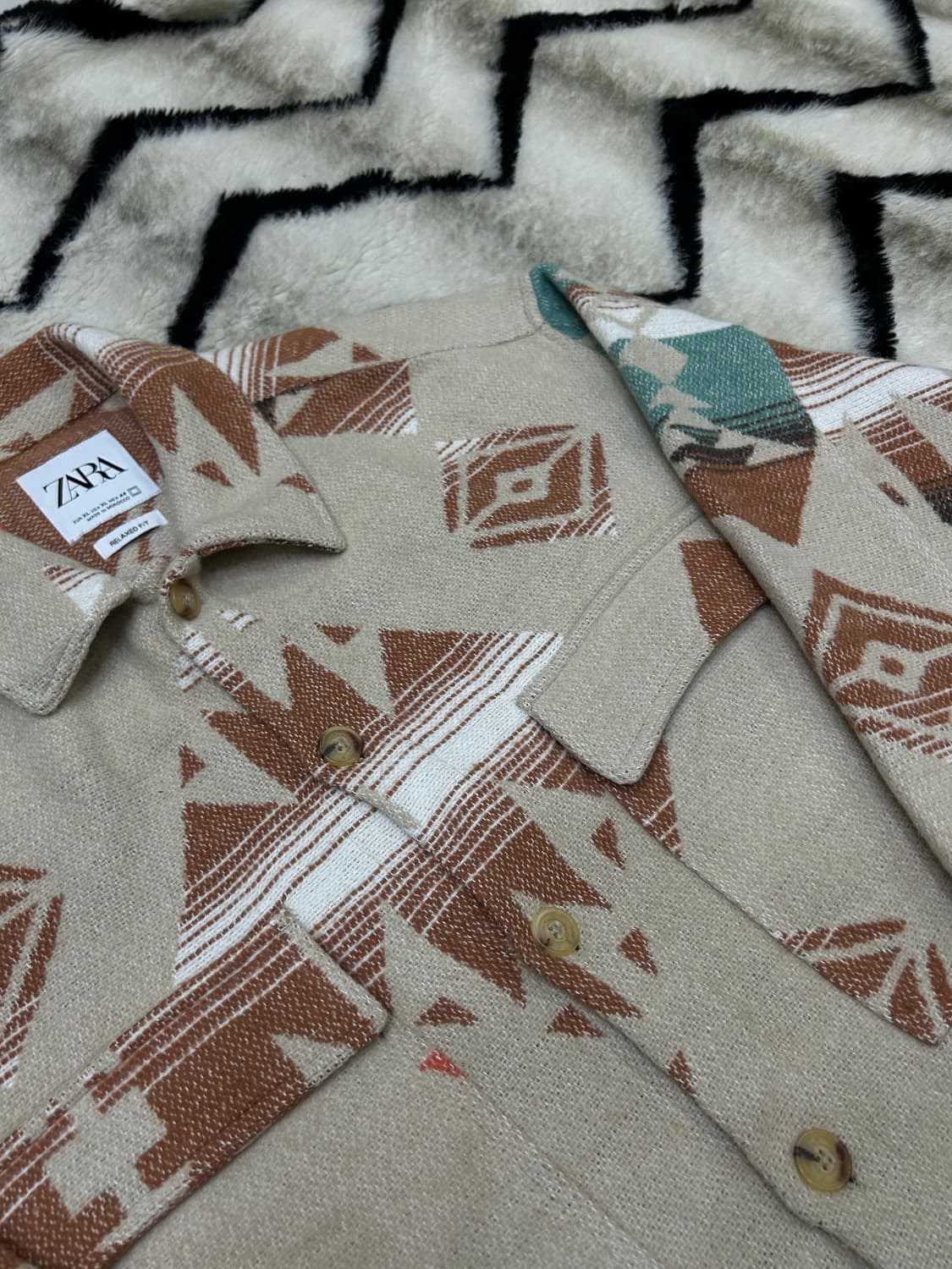 [한국2XL]ZARA 아즈텍패턴 헤비 아웃터 셔츠 상품이미지1