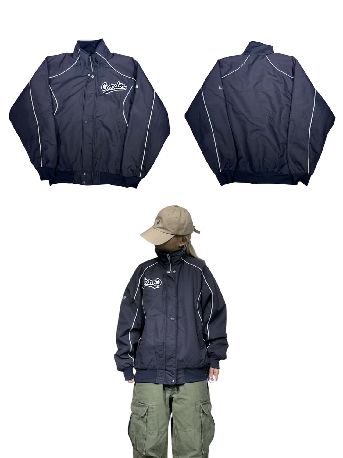 아식스 네이비 야구 잠바 바시티 자켓 L 상품이미지1