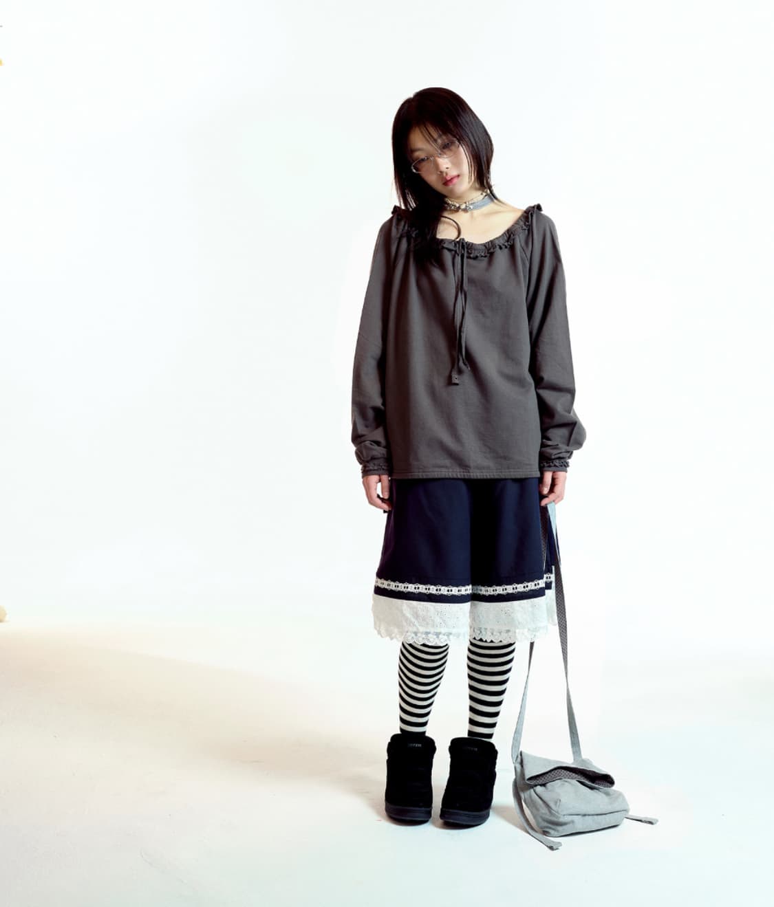 코이세이오 드로우 스트링 롱슬리브 long sleeve 차콜 1size 상품이미지2