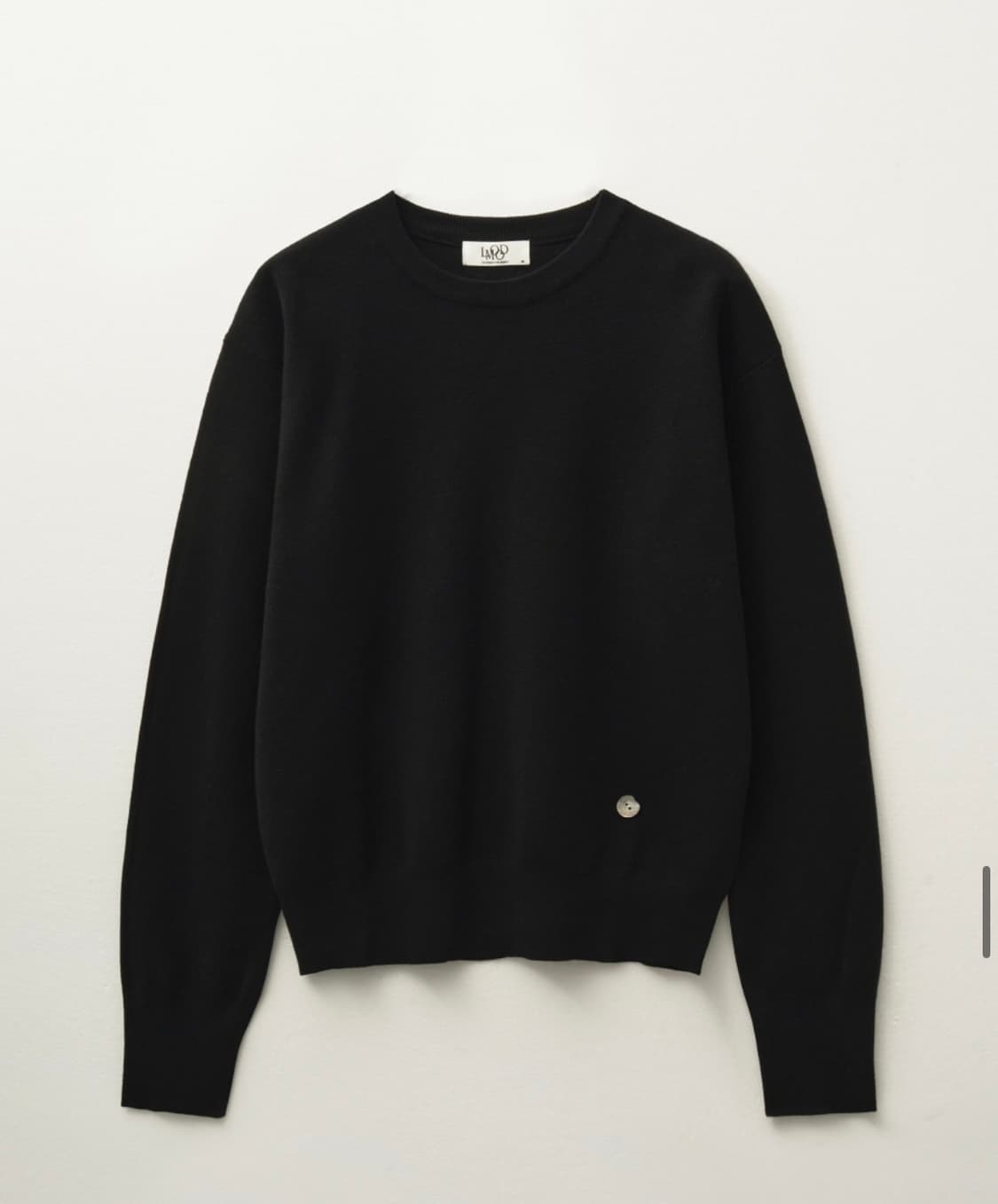 엘무드 밀라노 울 코튼 라운드넥 풀오버 니트 블랙 상품이미지1