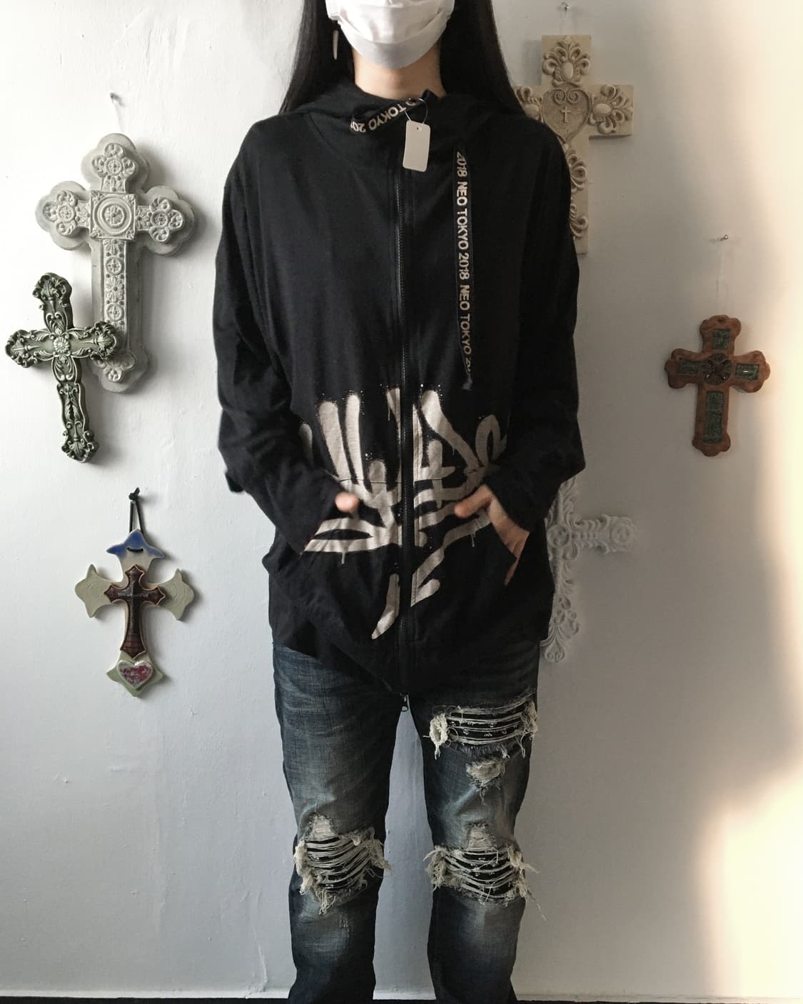 Lettering printing hood zip up 상품이미지1