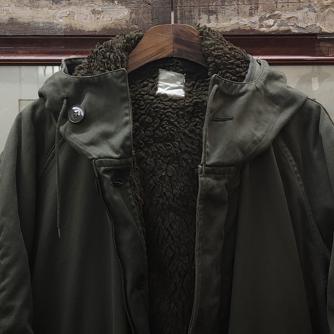 빈티지 프랑스군 m64 밀리터리 모즈파카 올리브 그린 페이딩 92L 상품이미지4