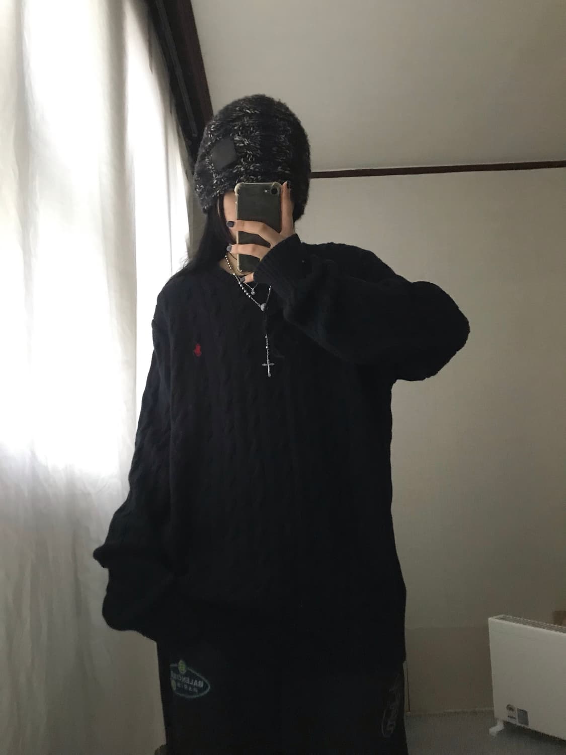 폴로 블랙 케이블 루즈핏 니트 상품이미지3