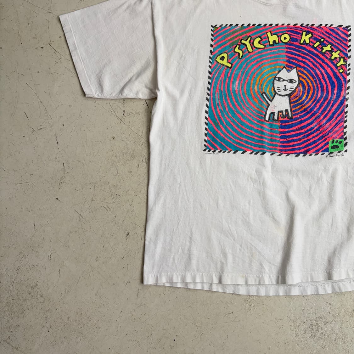 90s USA Psycho Kitty 빈티지 싱글스티치 반팔티 XL 상품이미지3