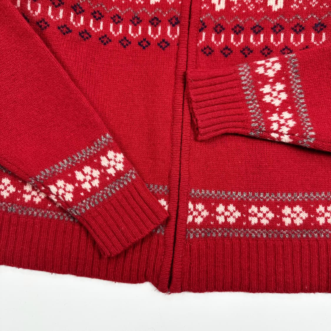 VTG 빈티지 재팬 눈꽃 레드 니트 집업 (S 여성추천) 상품이미지3