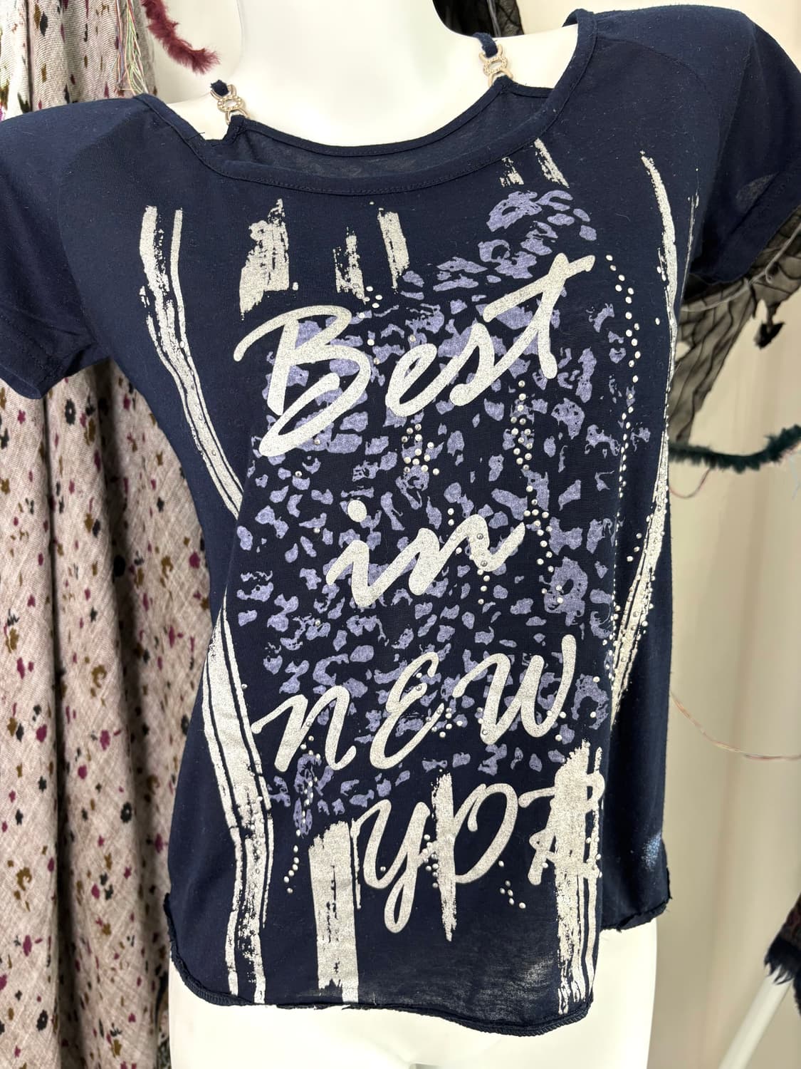 Y2k 블루 더스크 프린팅 티 상품이미지4