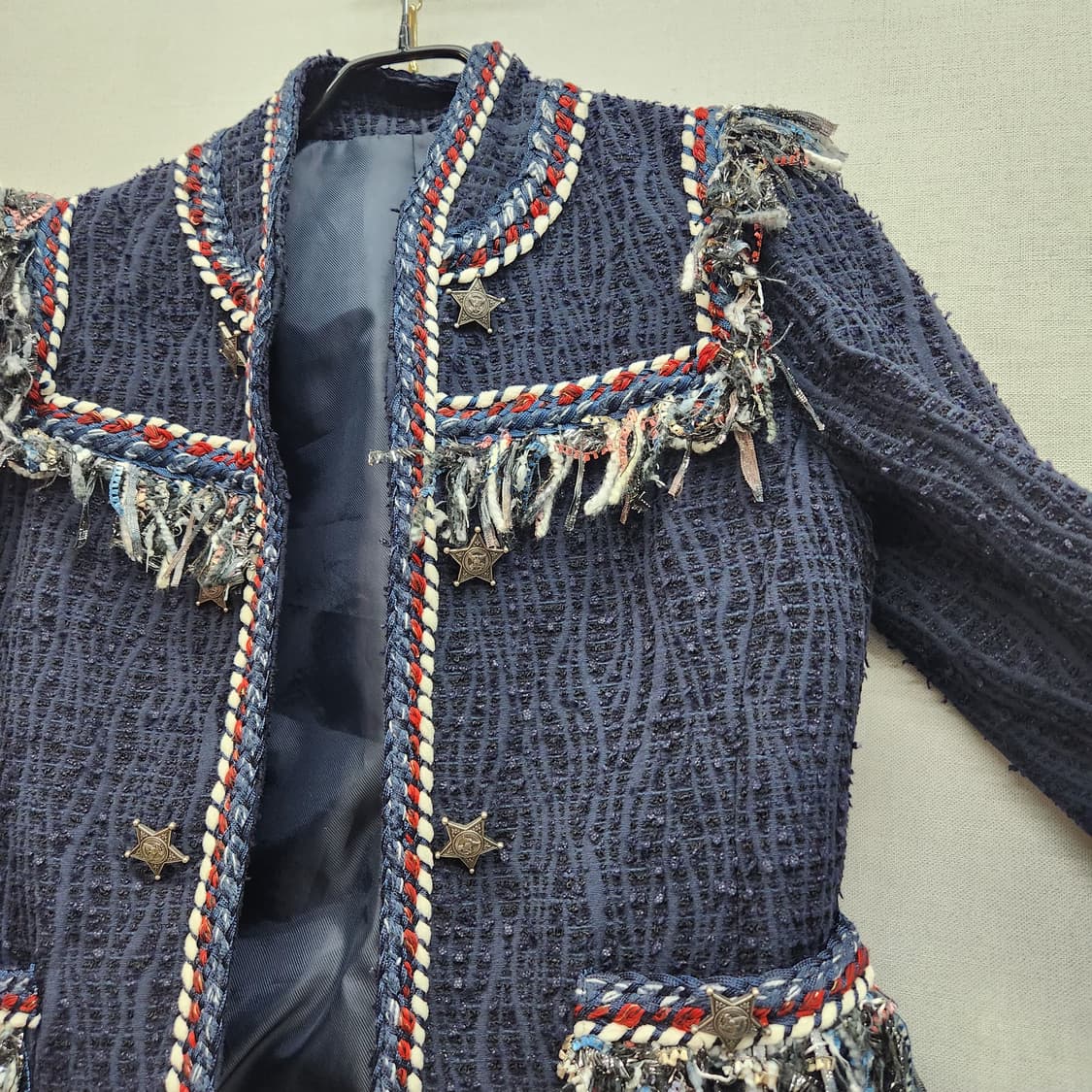 JS뉴욕 별단추 디테일 트위드 빈티지 오픈자켓 F(S~M) 상품이미지3