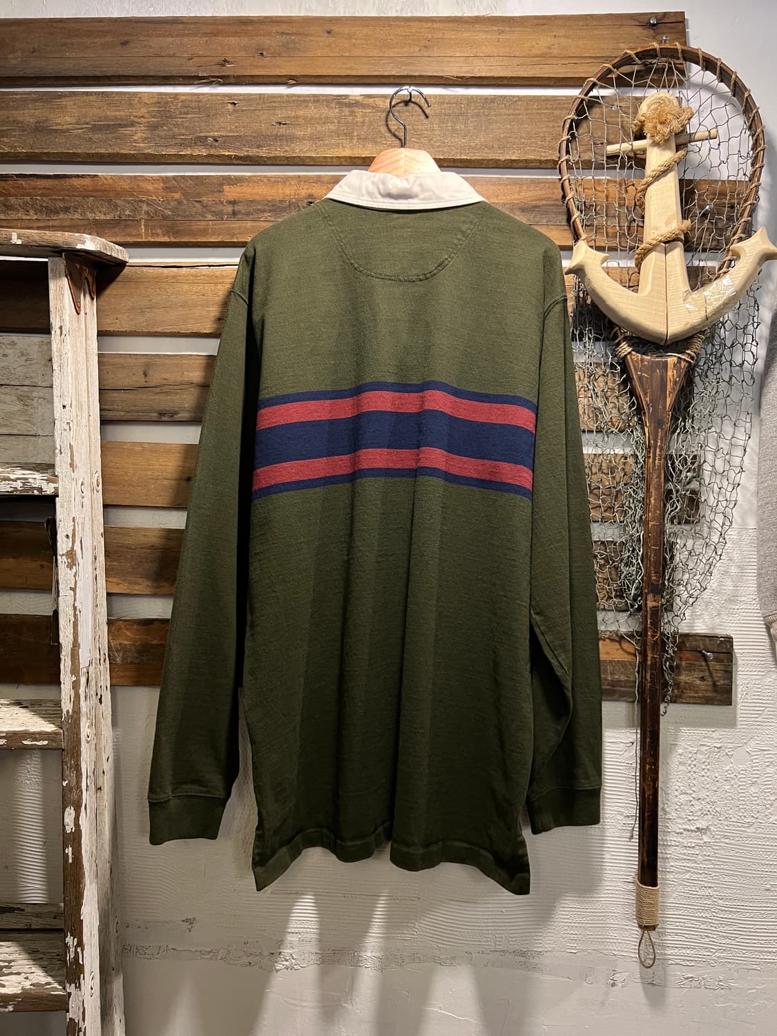 [L]L.L.Bean 엘엘빈 컬러 스트라이프 카키 럭비 티셔츠 상품이미지5