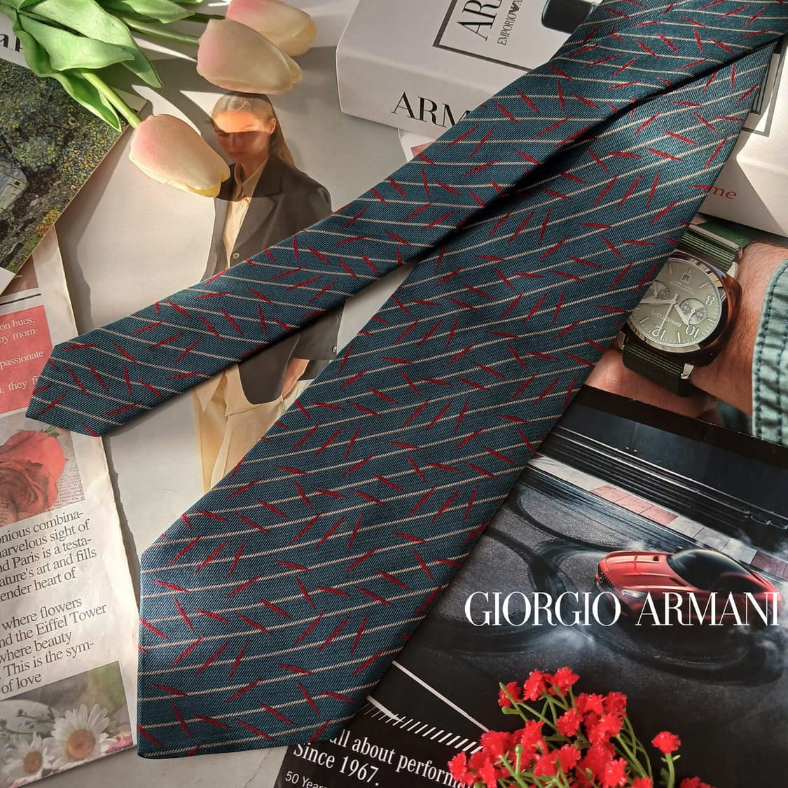 조르지오 아르마니 실크 스트라이프 넥타이 10cm A+등급 A19610
 상품이미지2