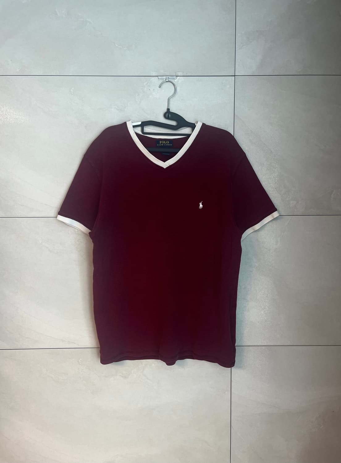 폴로 랄프로렌 와플 반팔 니트 티셔츠 버건디 와인 [XL] 상품이미지1