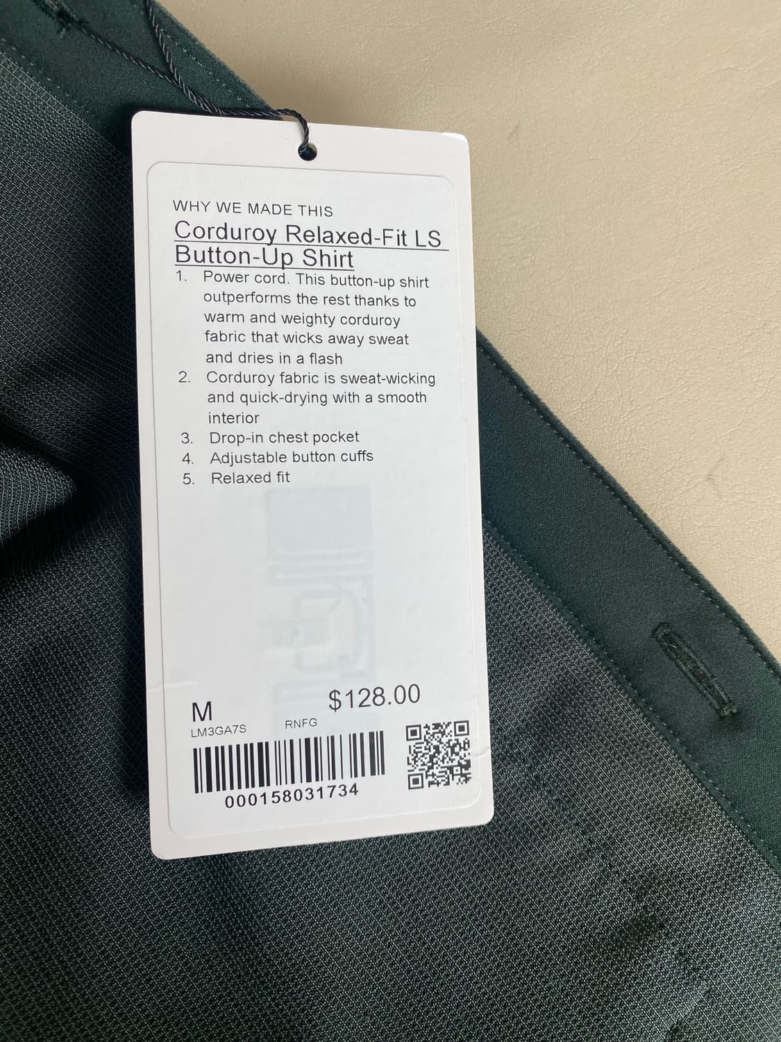 룰루레몬 코듀로이 릴랙스 핏 LS 버튼업 셔츠 M 상품이미지6