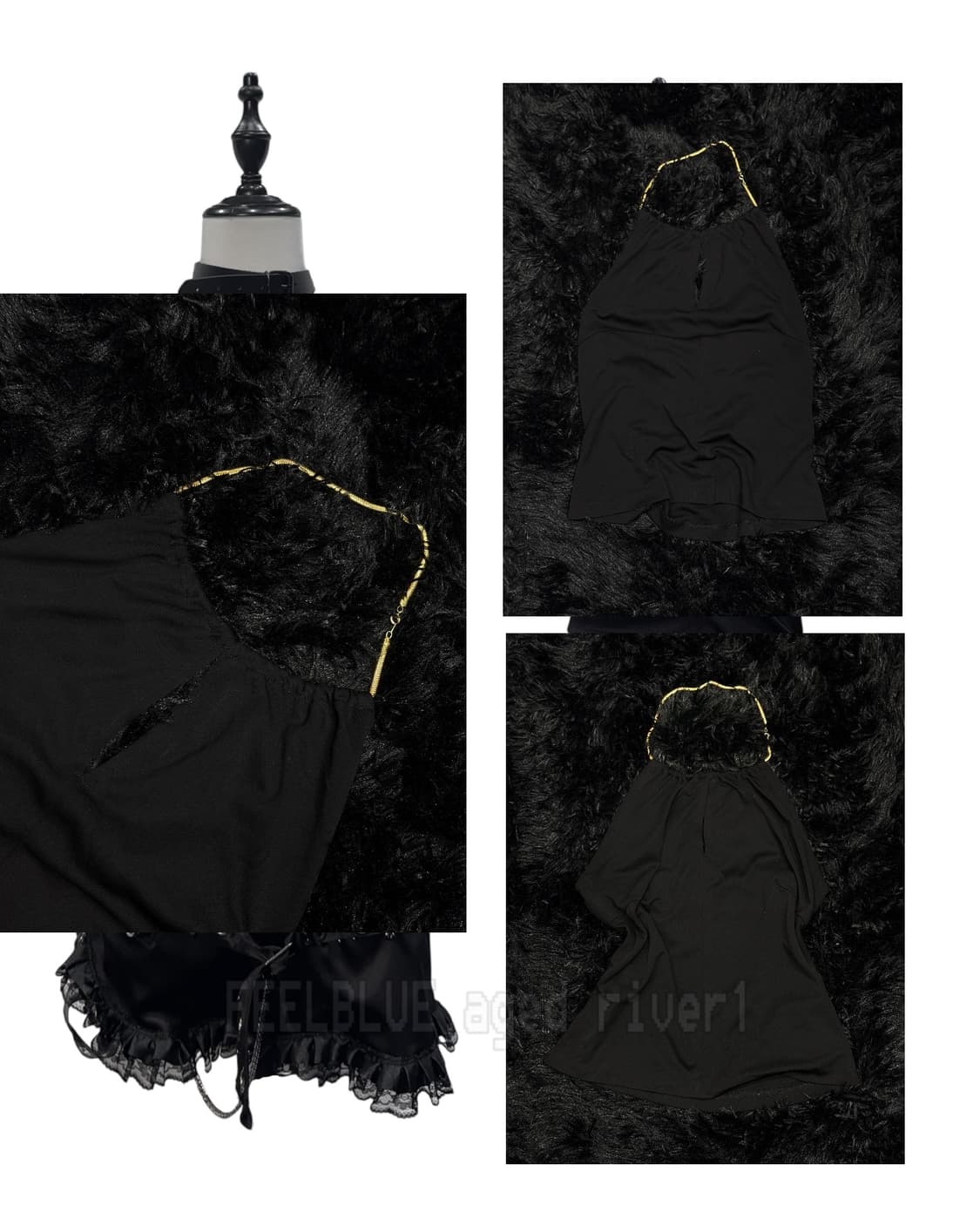 Halter Slip Top Leopard Fur Coat 2pcs 상품이미지8