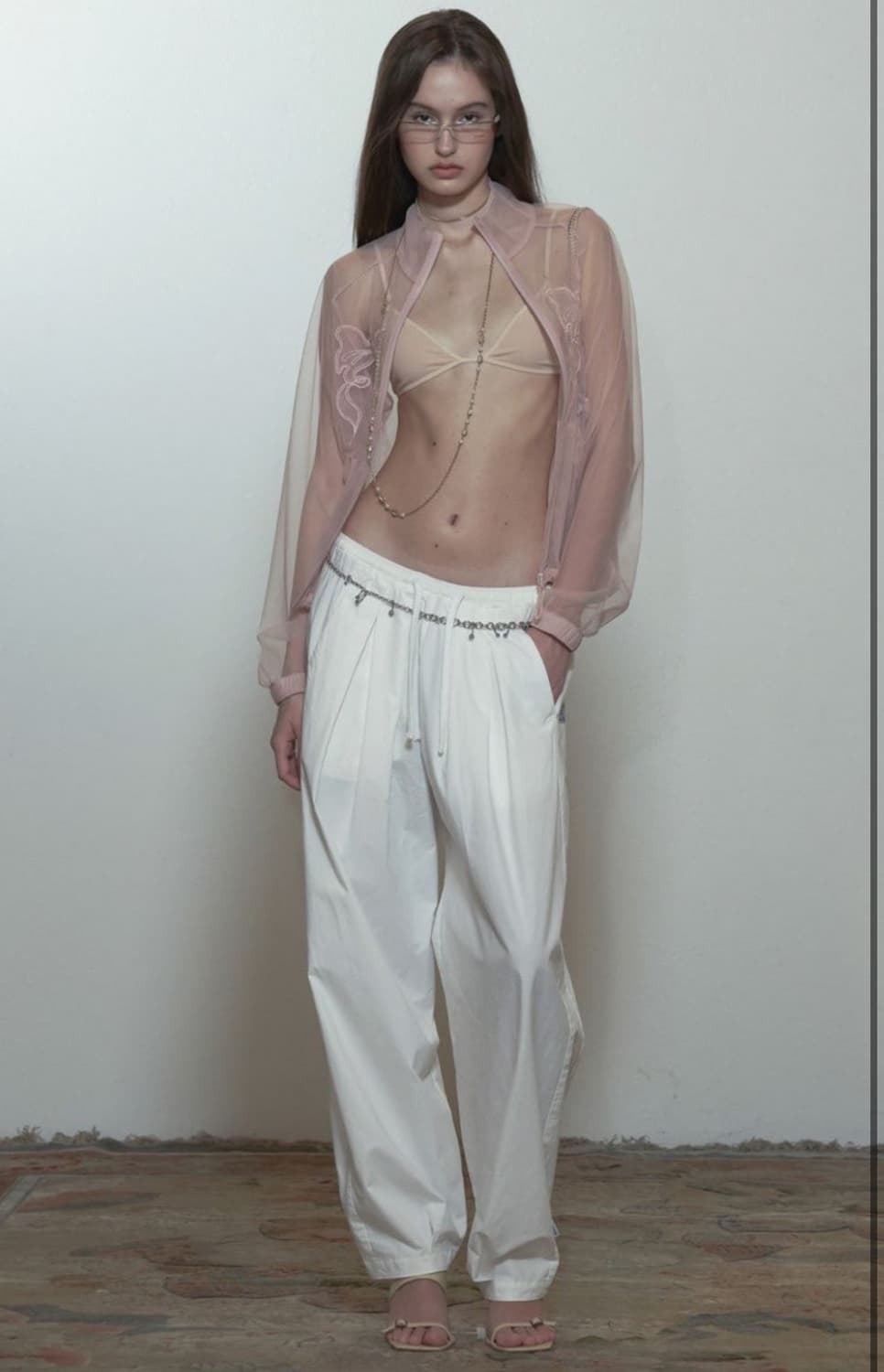 스컬프터 Mesh Sheer Zip-Up Jacket Pink 상품이미지2