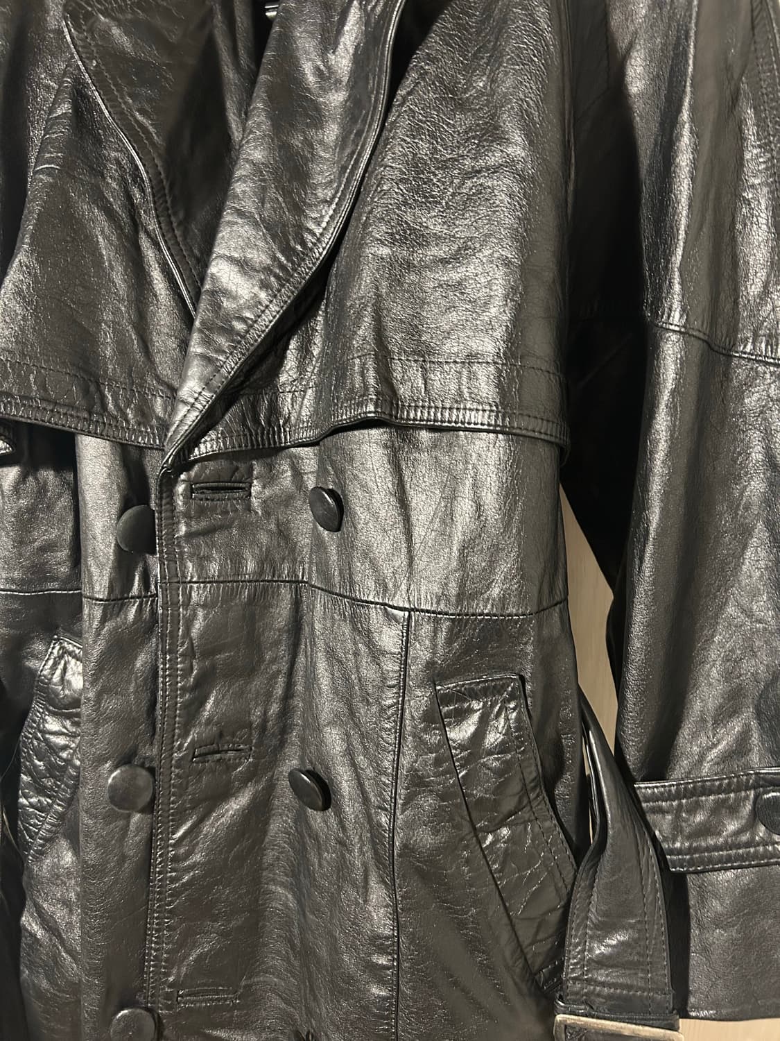 Sheep Skin Leather Long Trench Coat 상품이미지4