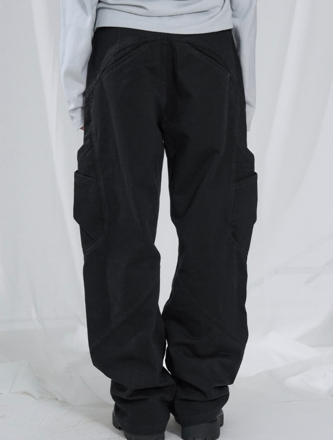 슬로우애시드 아웃 포켓 핀턱 팬츠 (블랙/M) 상품이미지2