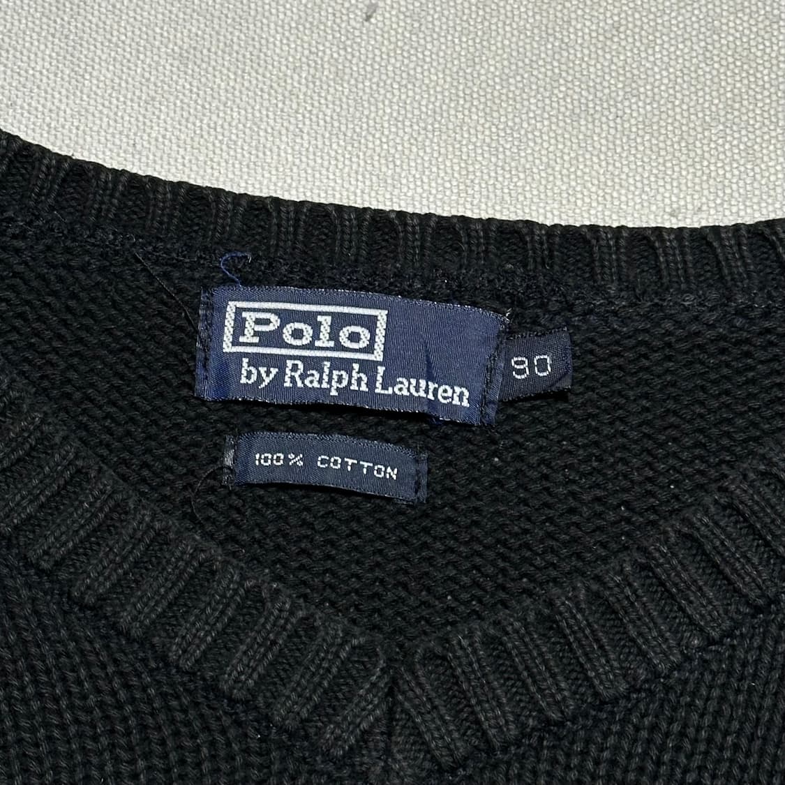 90 폴로랄프로랜 브이넥 코튼 블랙 니트  상품이미지4