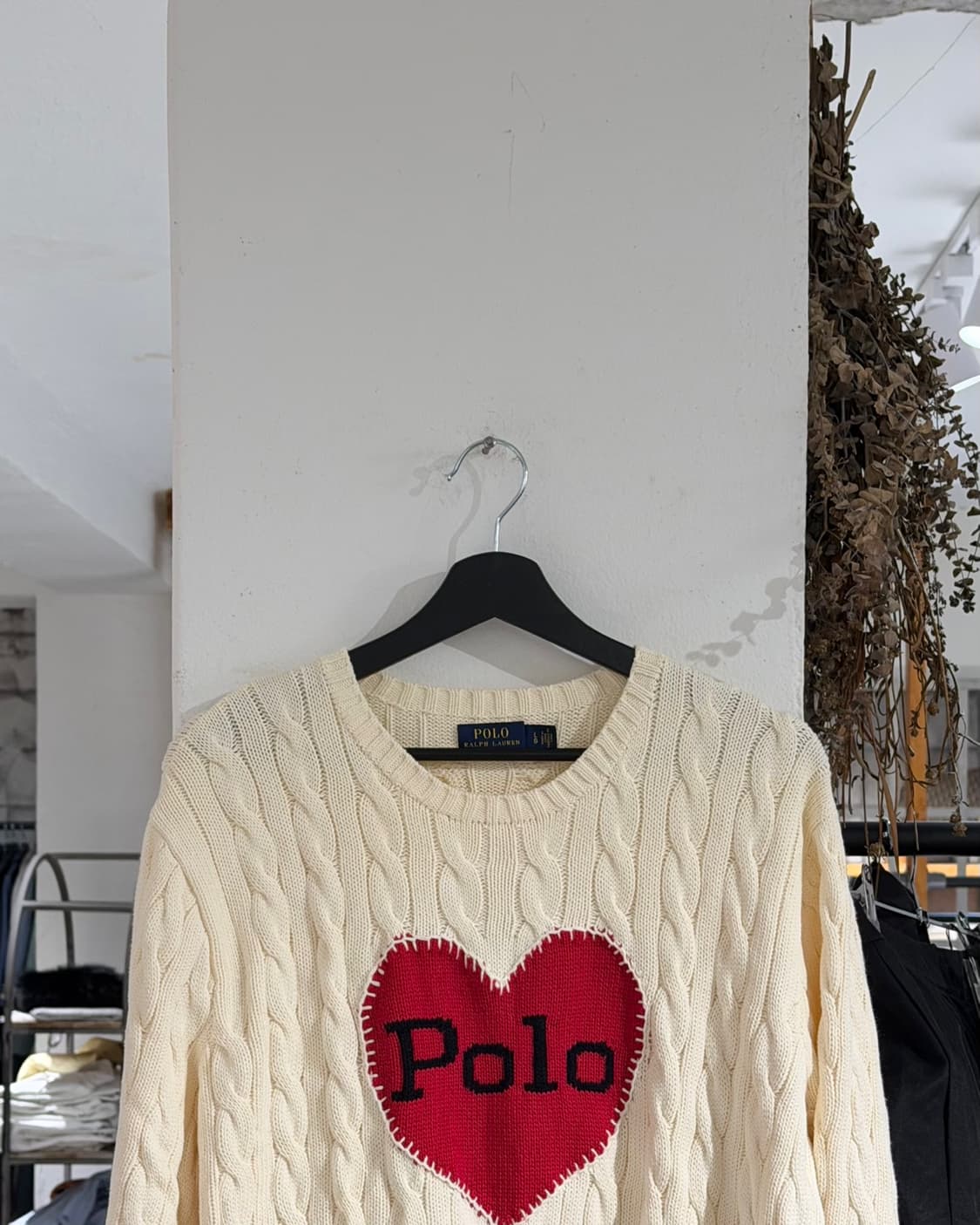 폴로 랄프로렌 아이보리 하트 케이블 니트 스웨터 상품이미지4