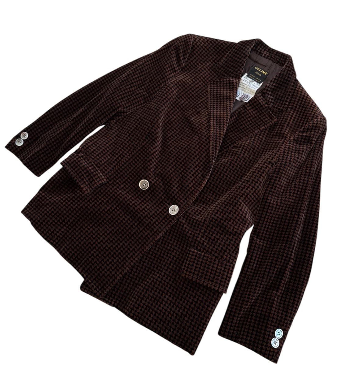 올드 셀린느 90s 브라운 하운드투스 벨벳 블레이저 상품이미지5