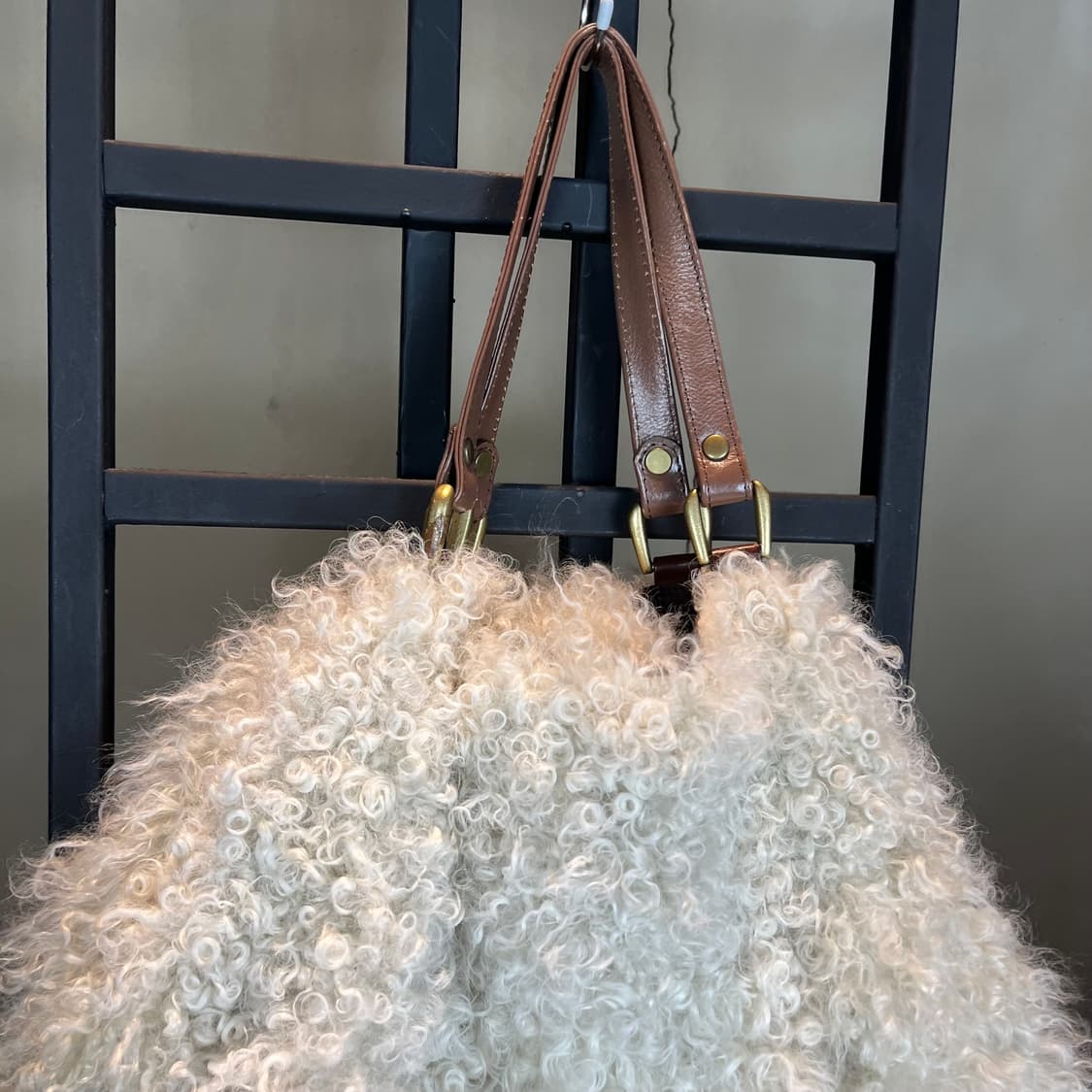 90s 가죽 퍼 도트 백 상품이미지2