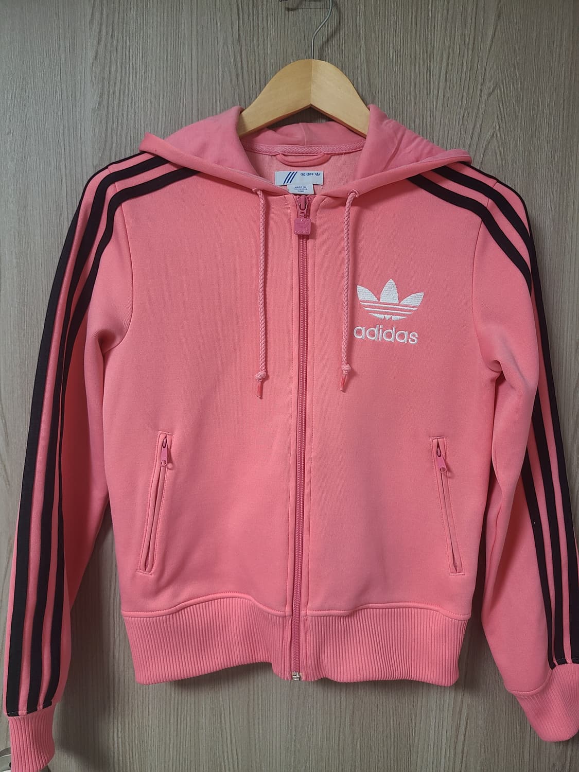 아디다스 후드집업 핑크져지 검/핑 상품이미지1