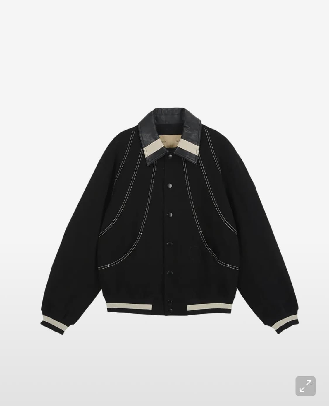 마뗑킴 라운드 스티치 바시티 점퍼 인 블랙 (공용) 상품이미지1