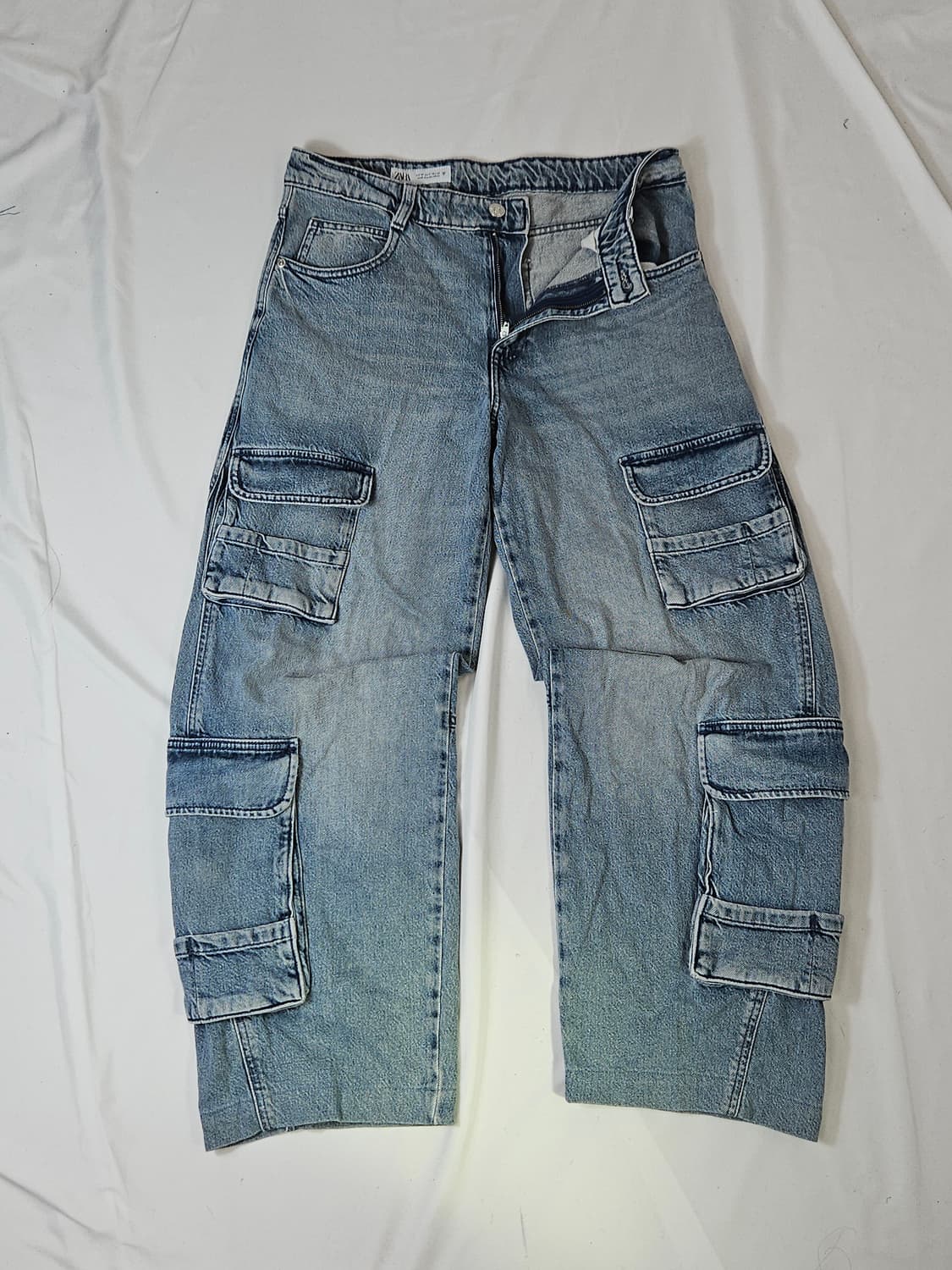 자라 ZARA 카고 데님팬츠 카고포켓 멀티 파우치 여성 28 상품이미지1