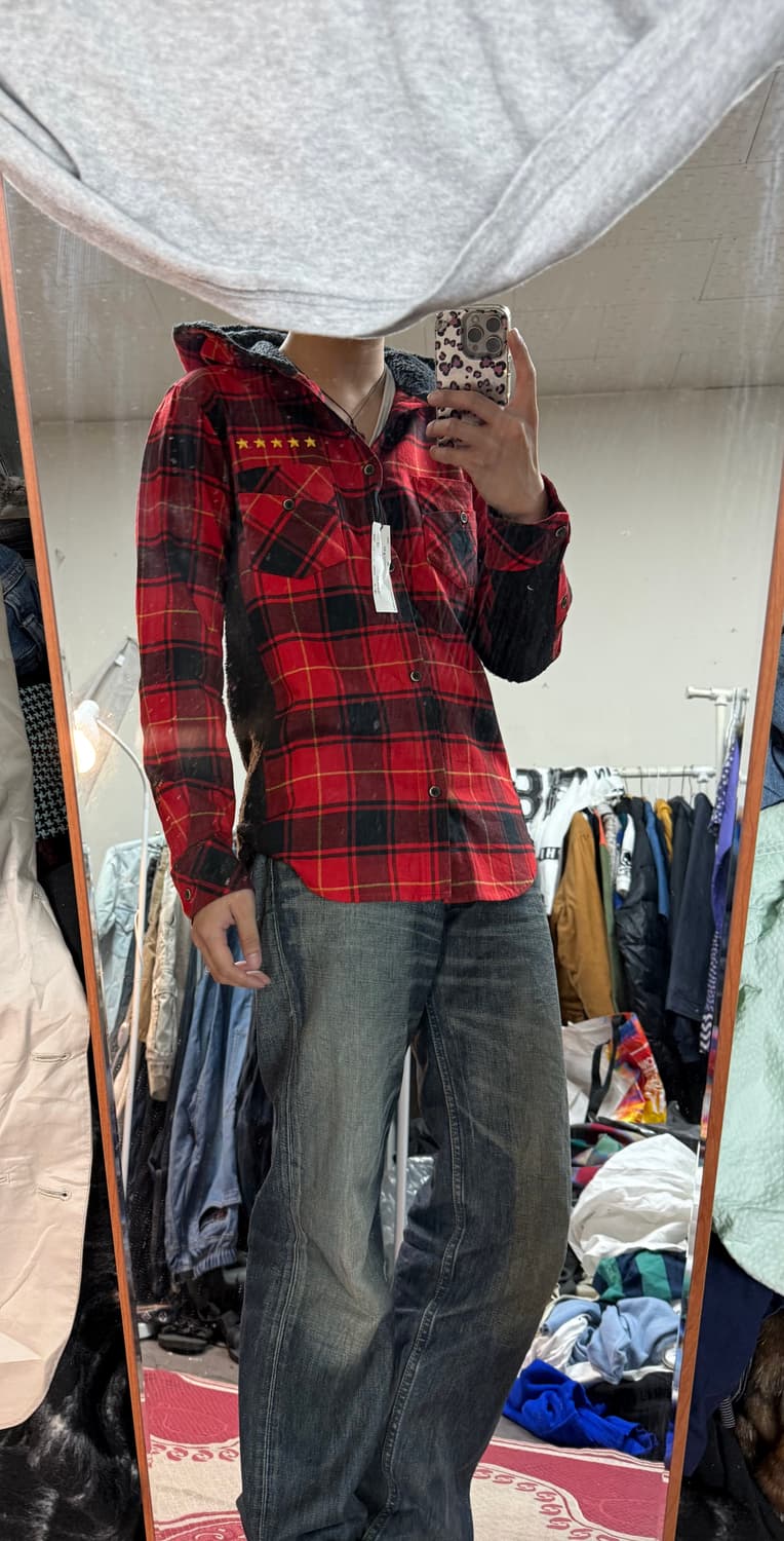 스터드머핀 타탄체크 후드자켓 새상품 상품이미지1