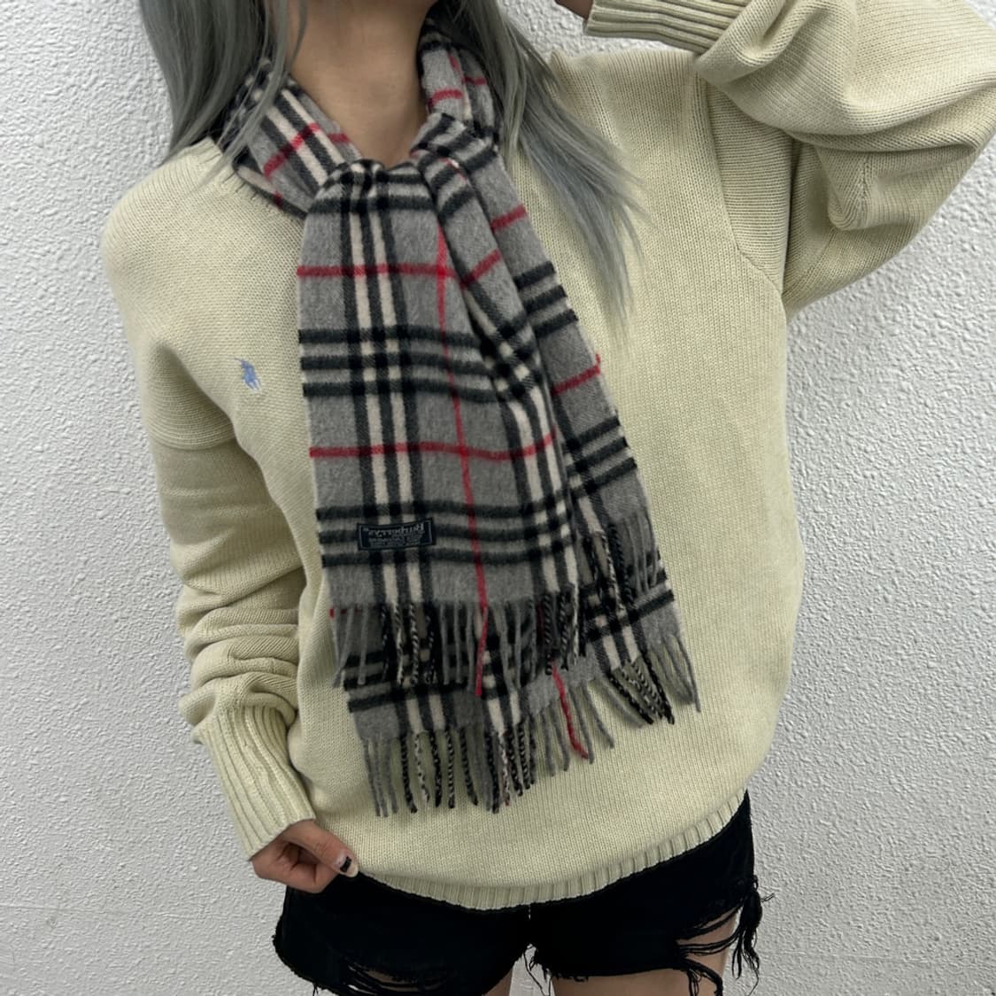 버버리 그레이 노바체크 캐시미어 머플러 상품이미지2