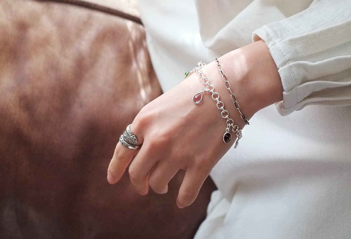 925 실버 천연석 참달린 데일리 심플 팔찌 상품이미지8