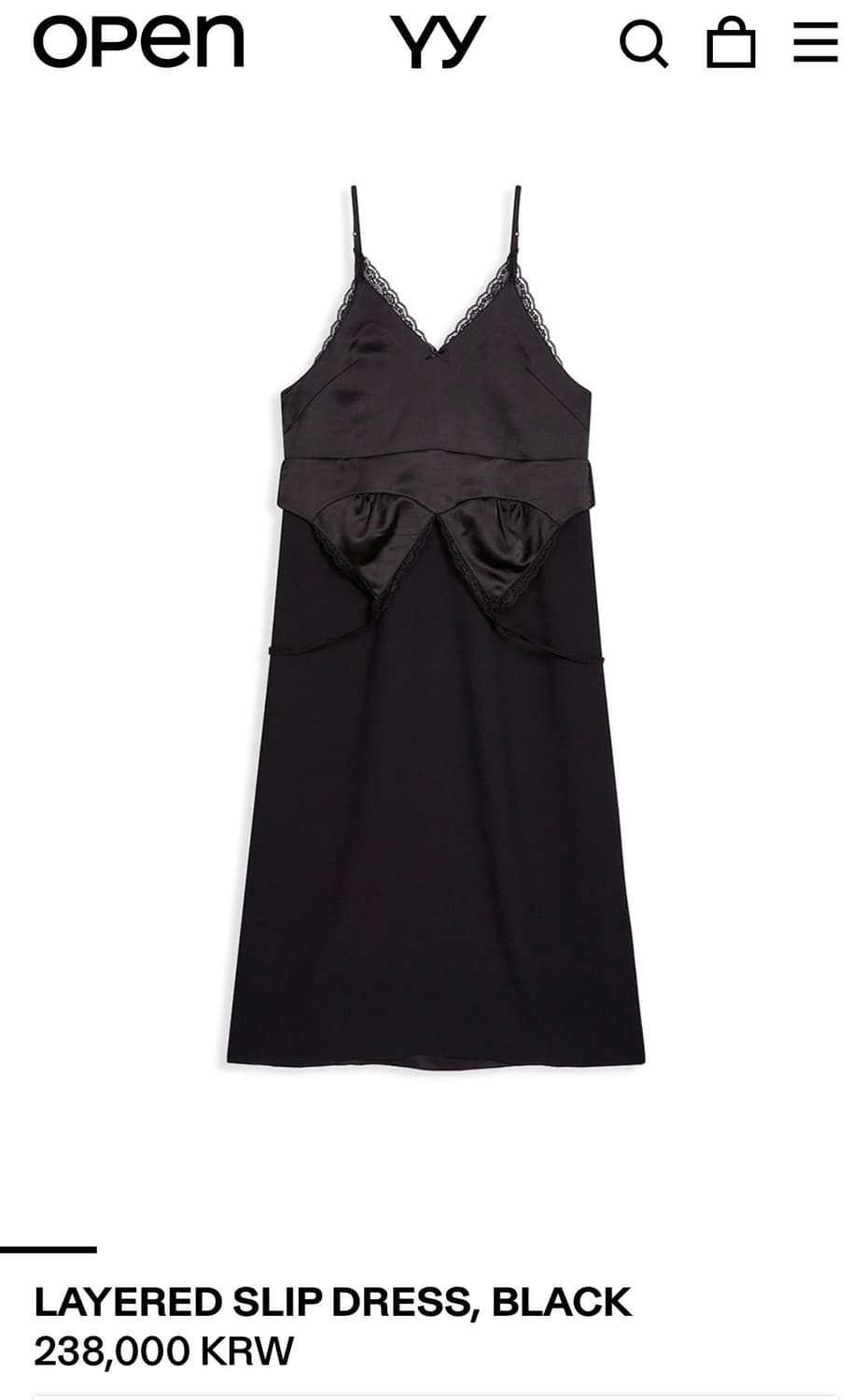 Open yy LAYERED SLIP DRESS, BLACK 상품이미지1
