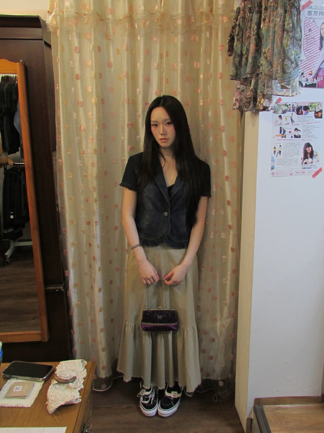 jpn vintage beige ruffle long skirt 상품이미지2