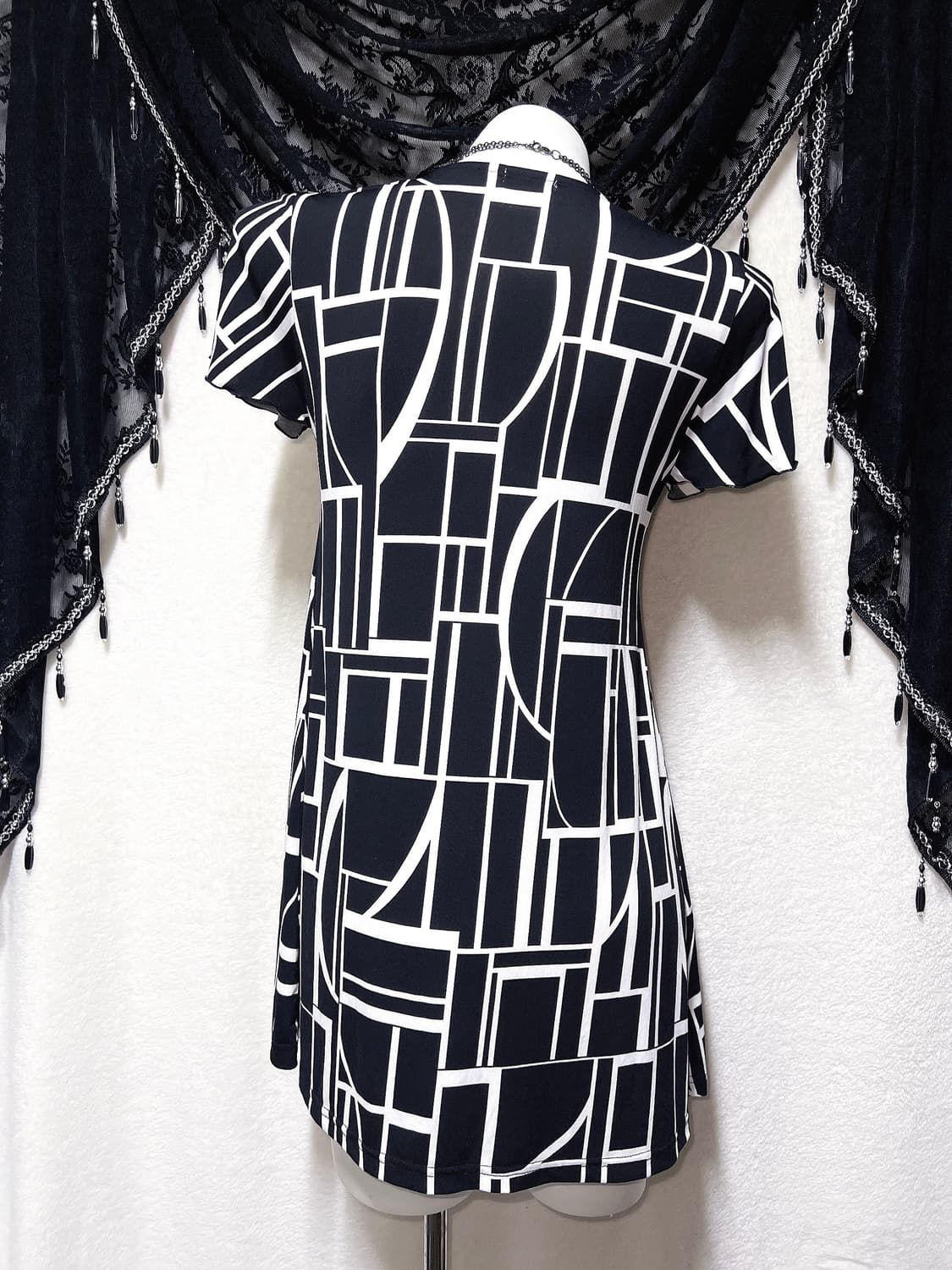 오네갸루 로맨틱 로걀 고스펑크 오링 패턴원피스 핀터 헤이세이 y2k 상품이미지4