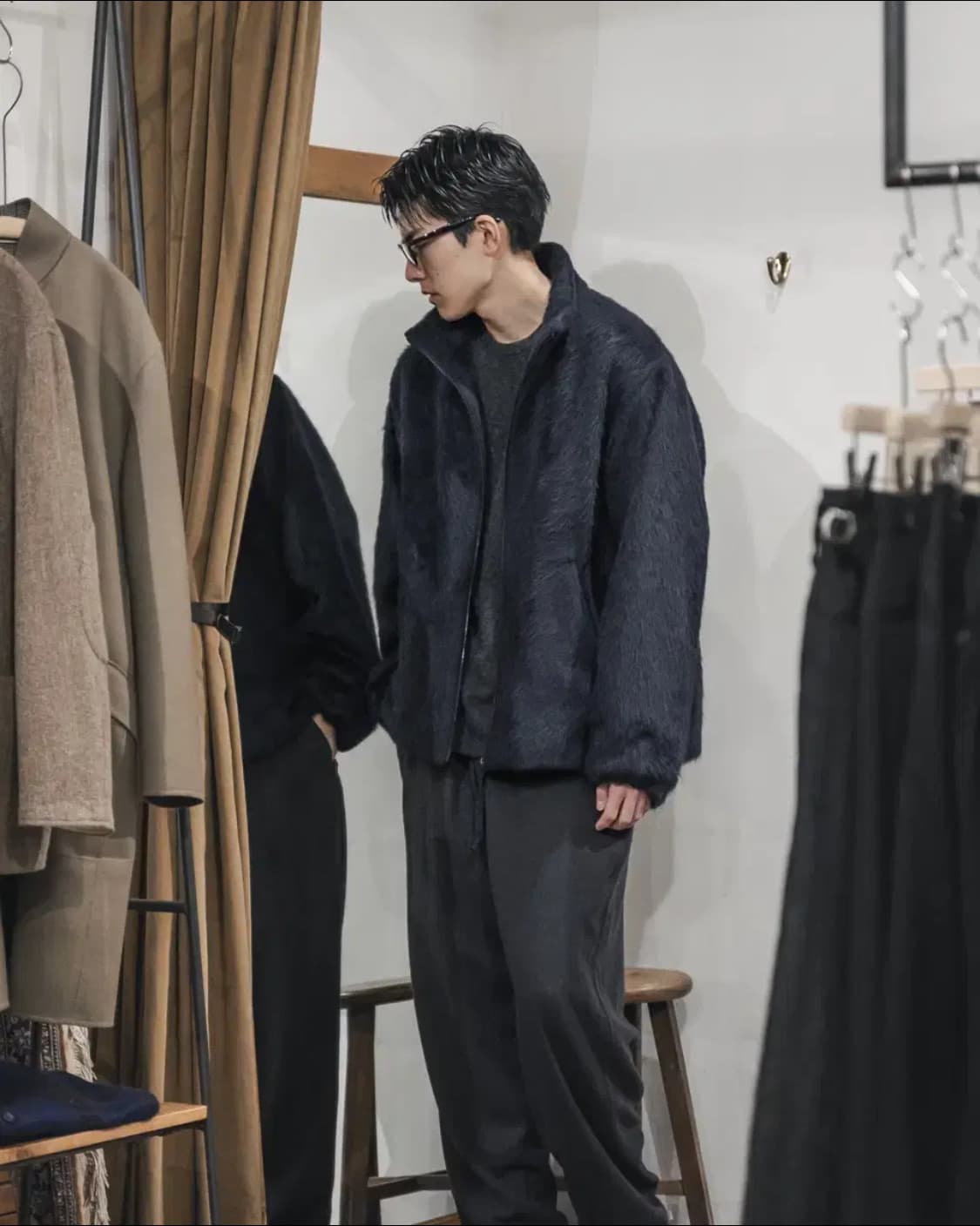 코모리 23aw 카멜 샤기 자켓 네이비 2사이즈 상품이미지10